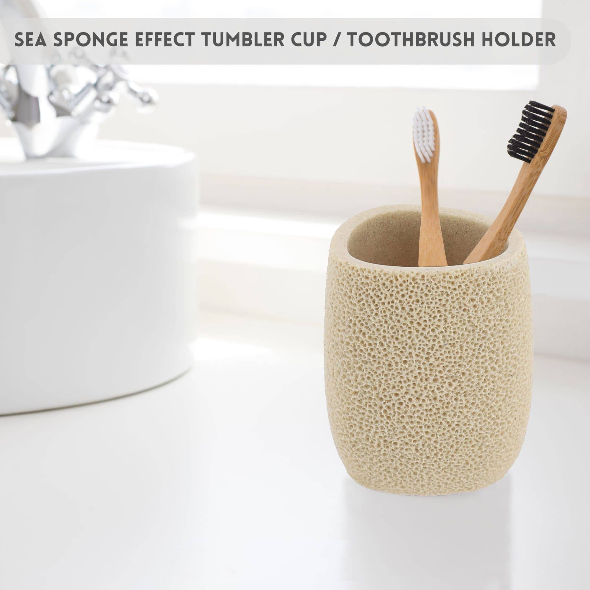 evideco-gobelet-brosse-dents-effet-ponge-de-mer-beige image 3