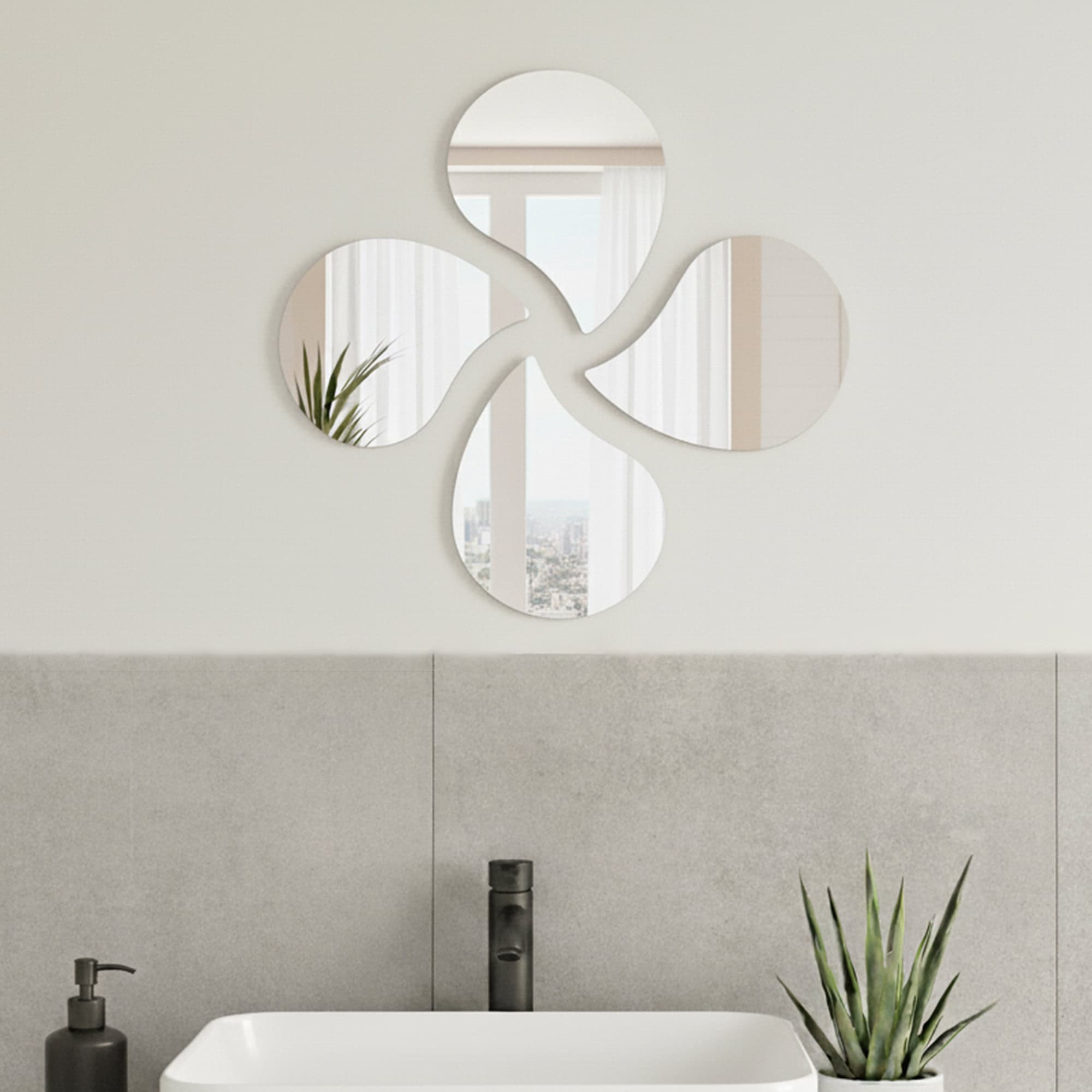 evideco-miroir-adh-sif-goutte-d-eau-d-coratif-lot-de-4 image 1