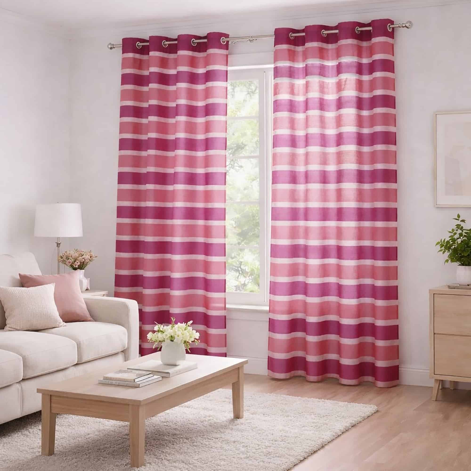 evideco-lot-2-voilages-roses-ray-s-fuchsia-filtrants image 2