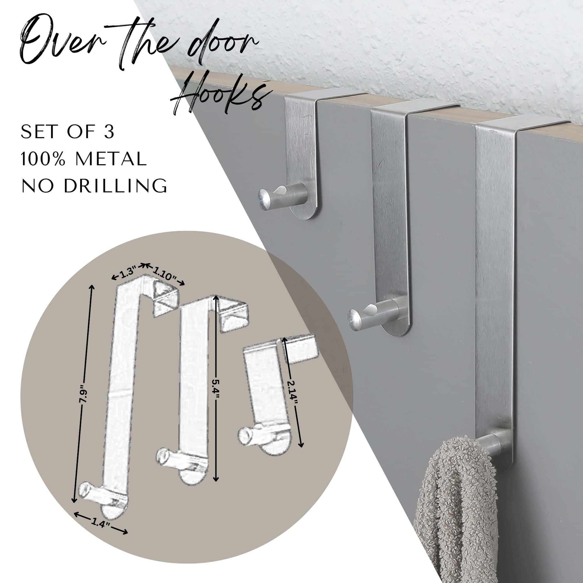 evideco-bathroom-storage-crochets-de-porte-argent-lot-3-porte-manteau image 4