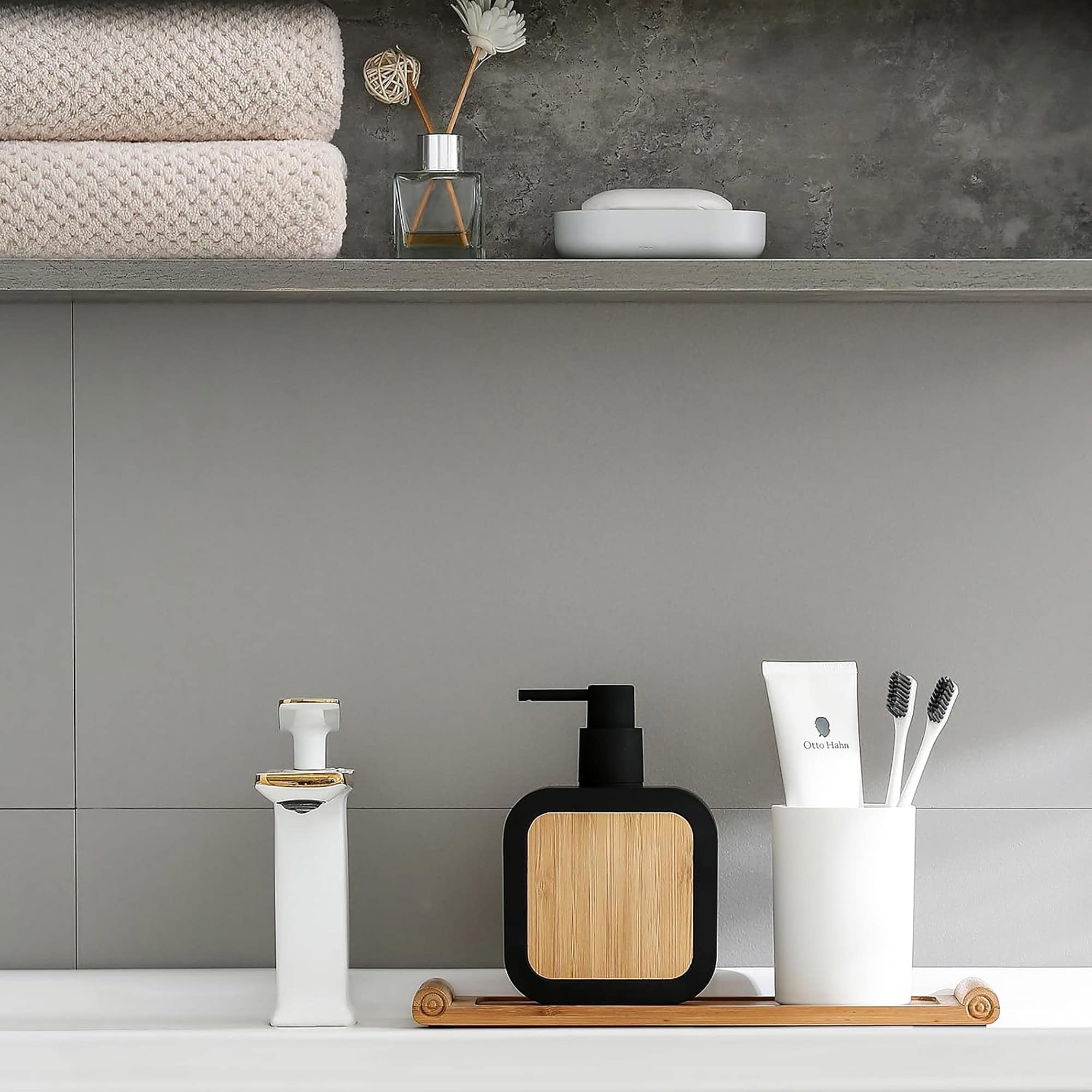 evideco-bathroom-accessories-distributeur-savon-noir-bambou-caoutchouc image 7