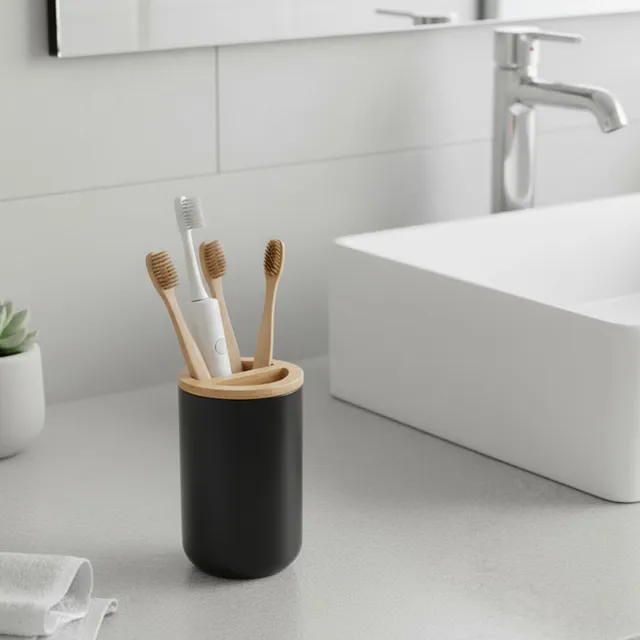 evideco-padang-porte-brosse-dents-noir-bambou image 1