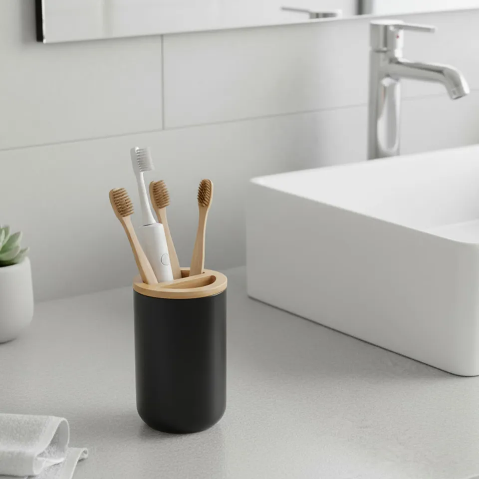 evideco-padang-porte-brosse-dents-noir-bambou image 1