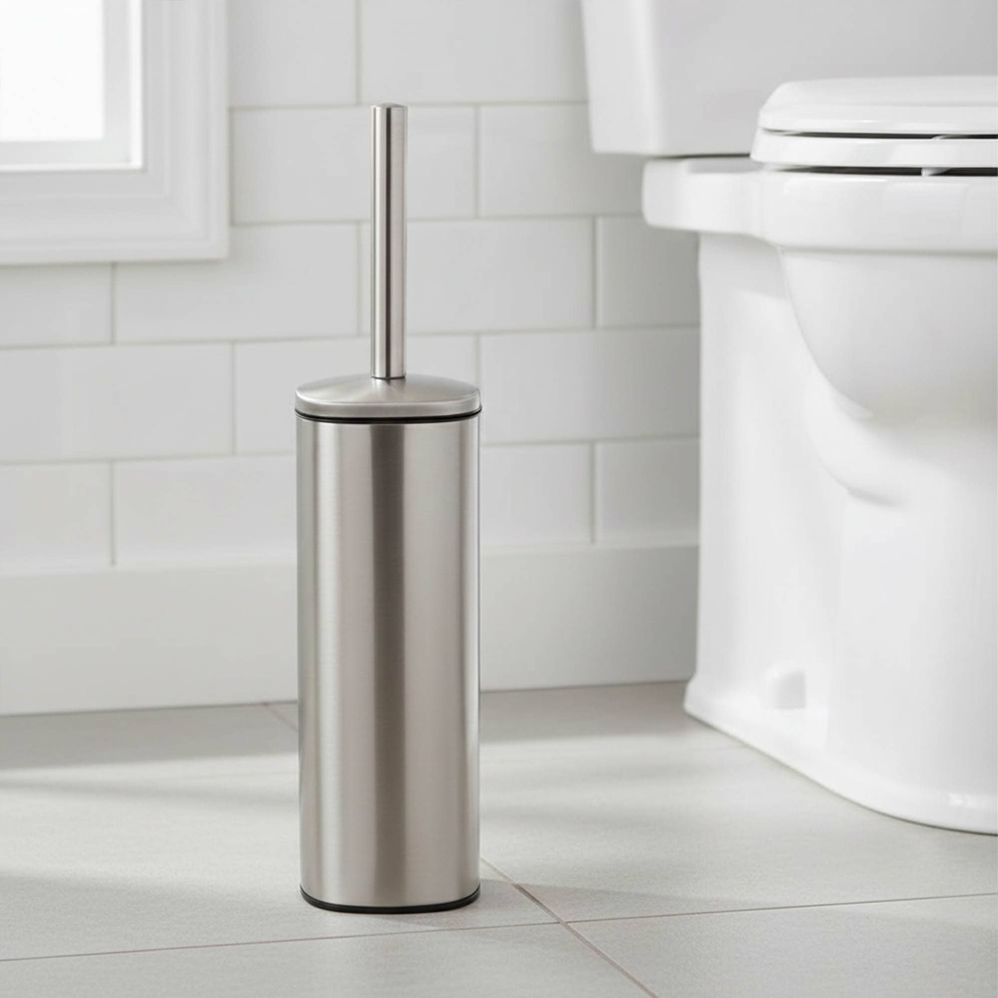 evideco-brosse-wc-carr-e-chrome-m-tal-avec-support image 1