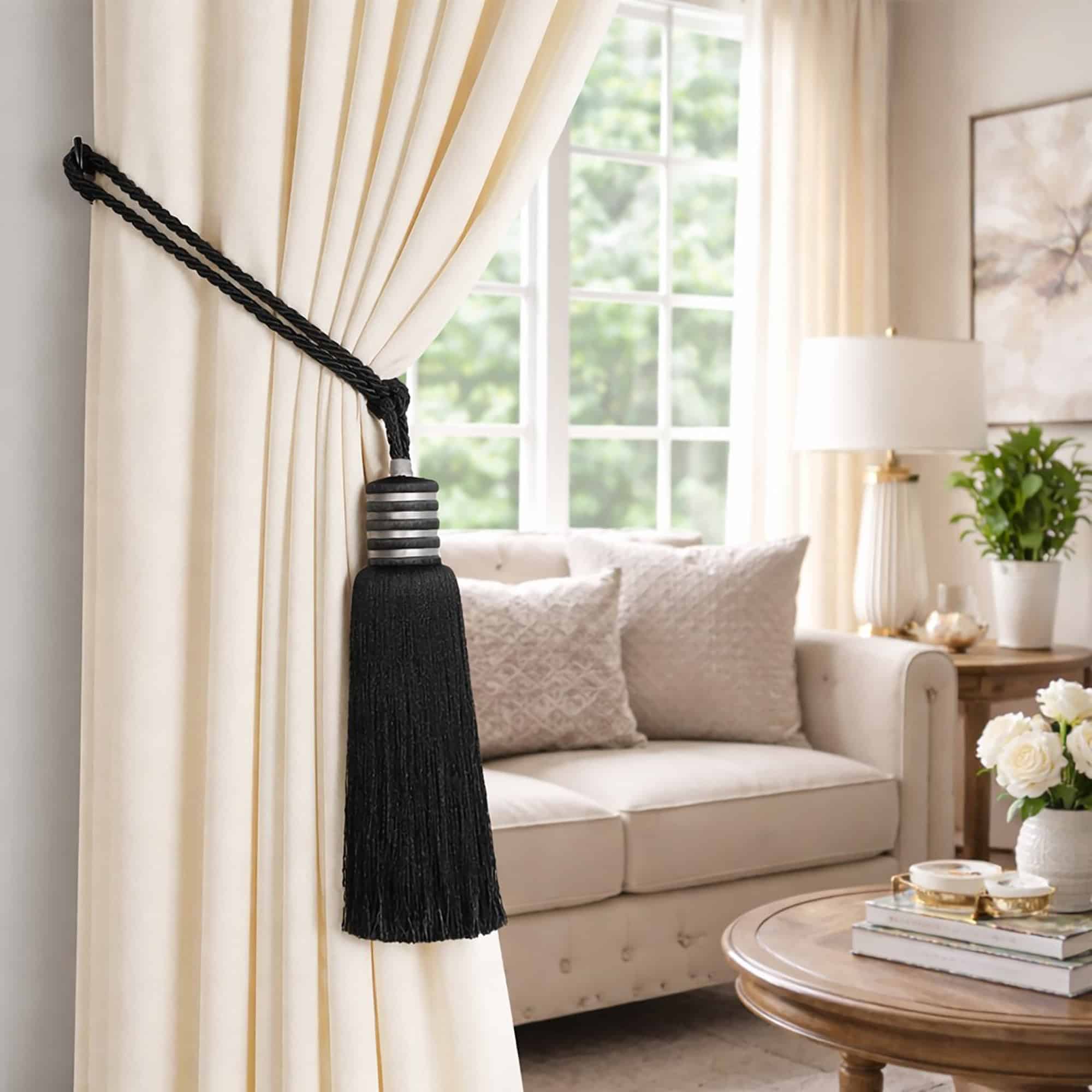 evideco-embrasse-rideau-noir-nuit-pompon-84-cm image 2