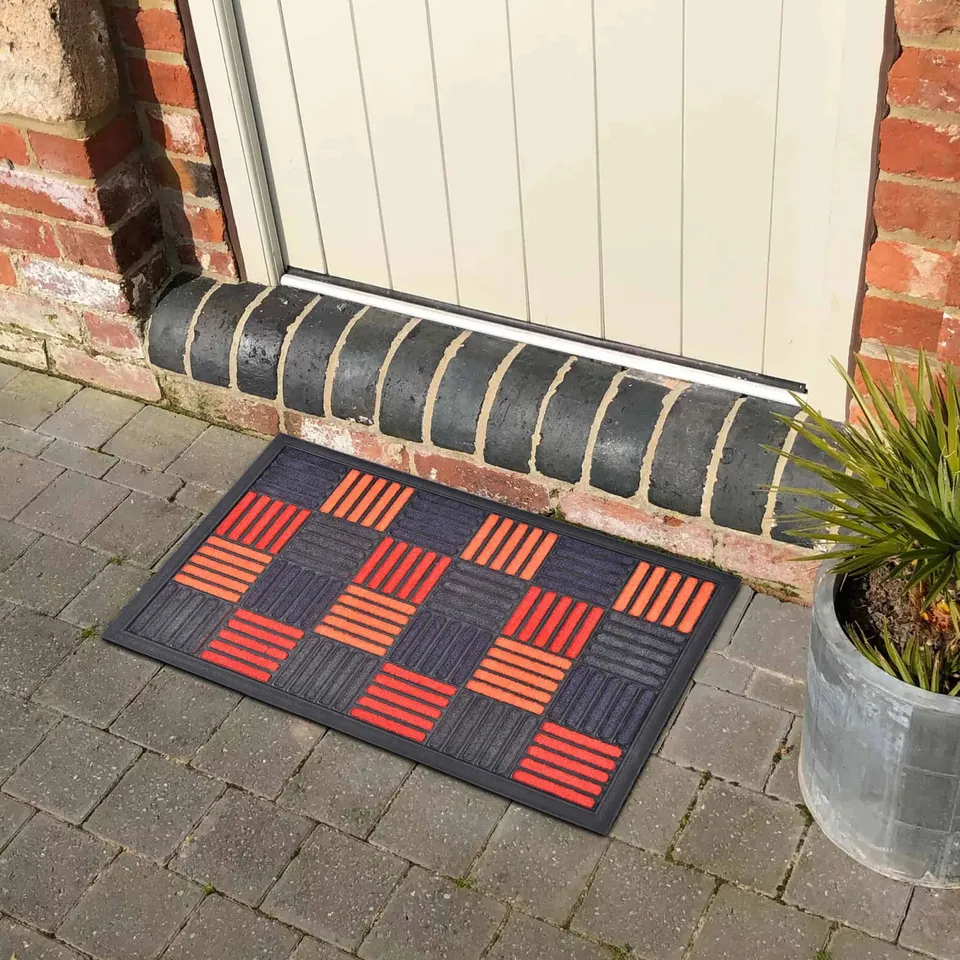 evideco-caroll-paillasson-entr-e-carreaux-orange-61x41-cm image 1