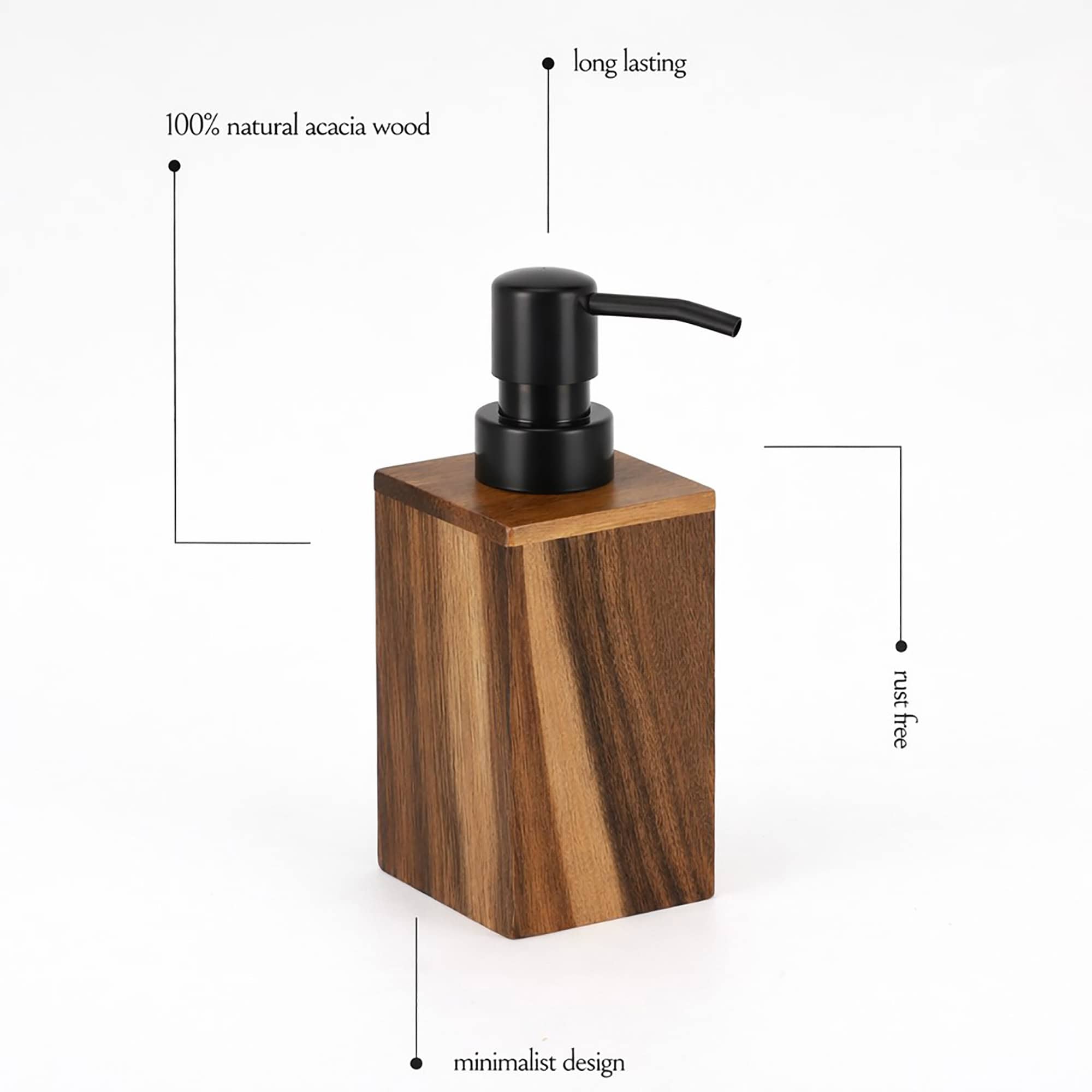 evideco-acacia-distributeur-savon-marron-bois-300-ml image 4