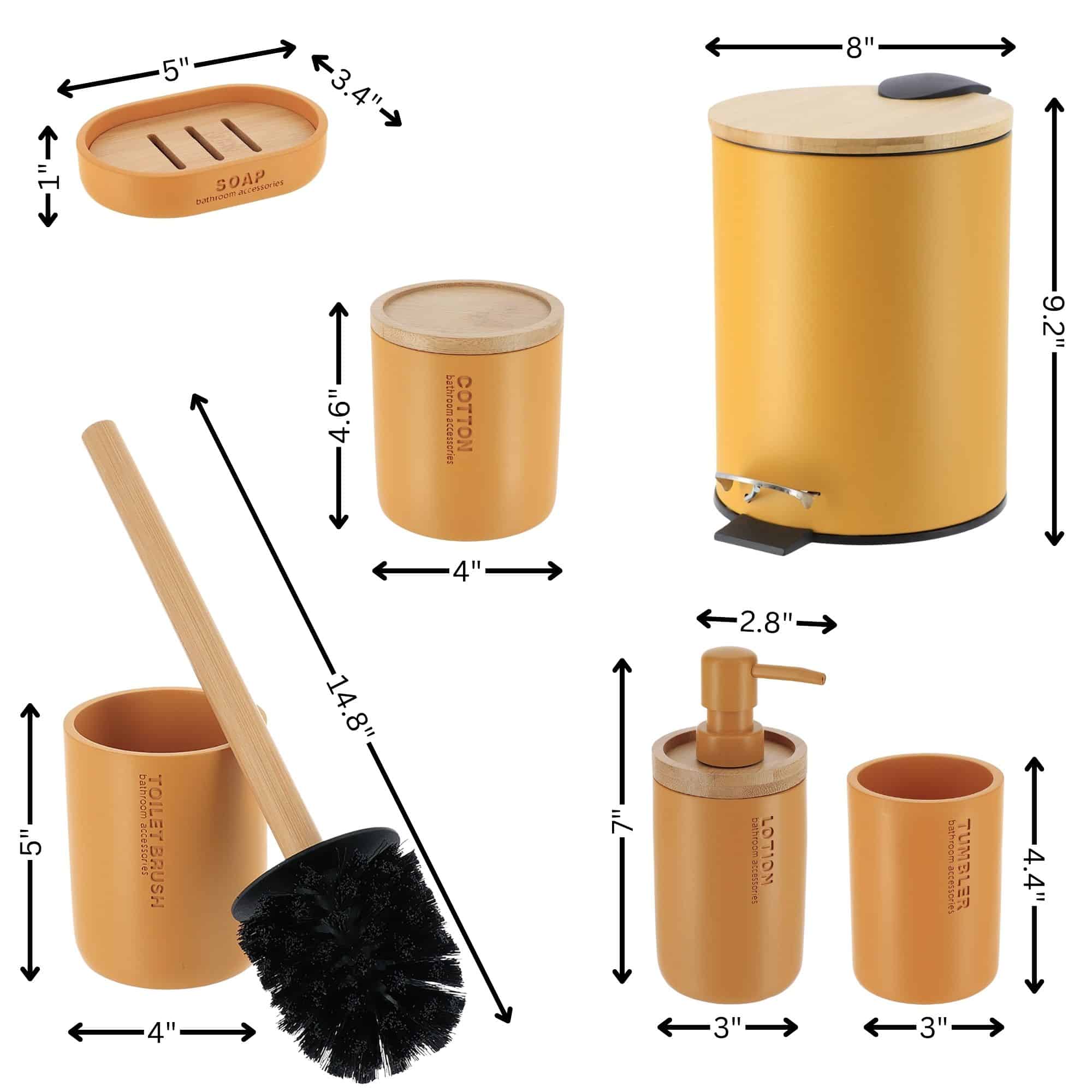 evideco-set-salle-de-bain-6-pi-ces-jaune-moutarde-bambou image 5
