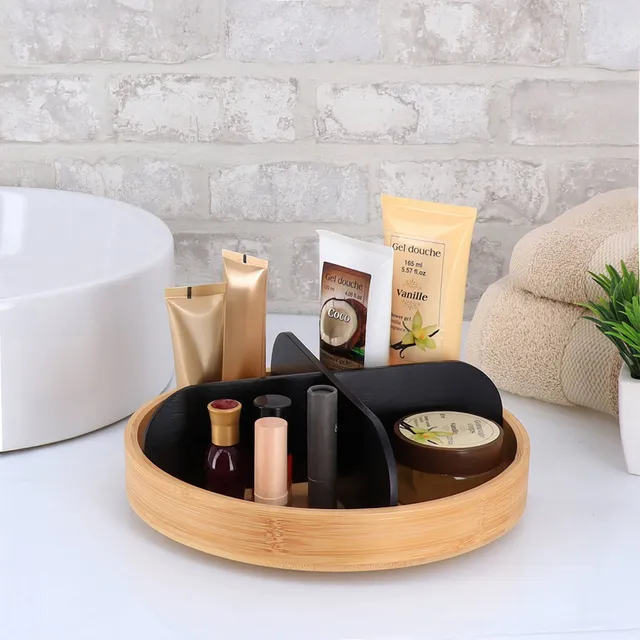 evideco-home-accessories-organiseur-rotatif-bambou-noir-4-casiers image 1