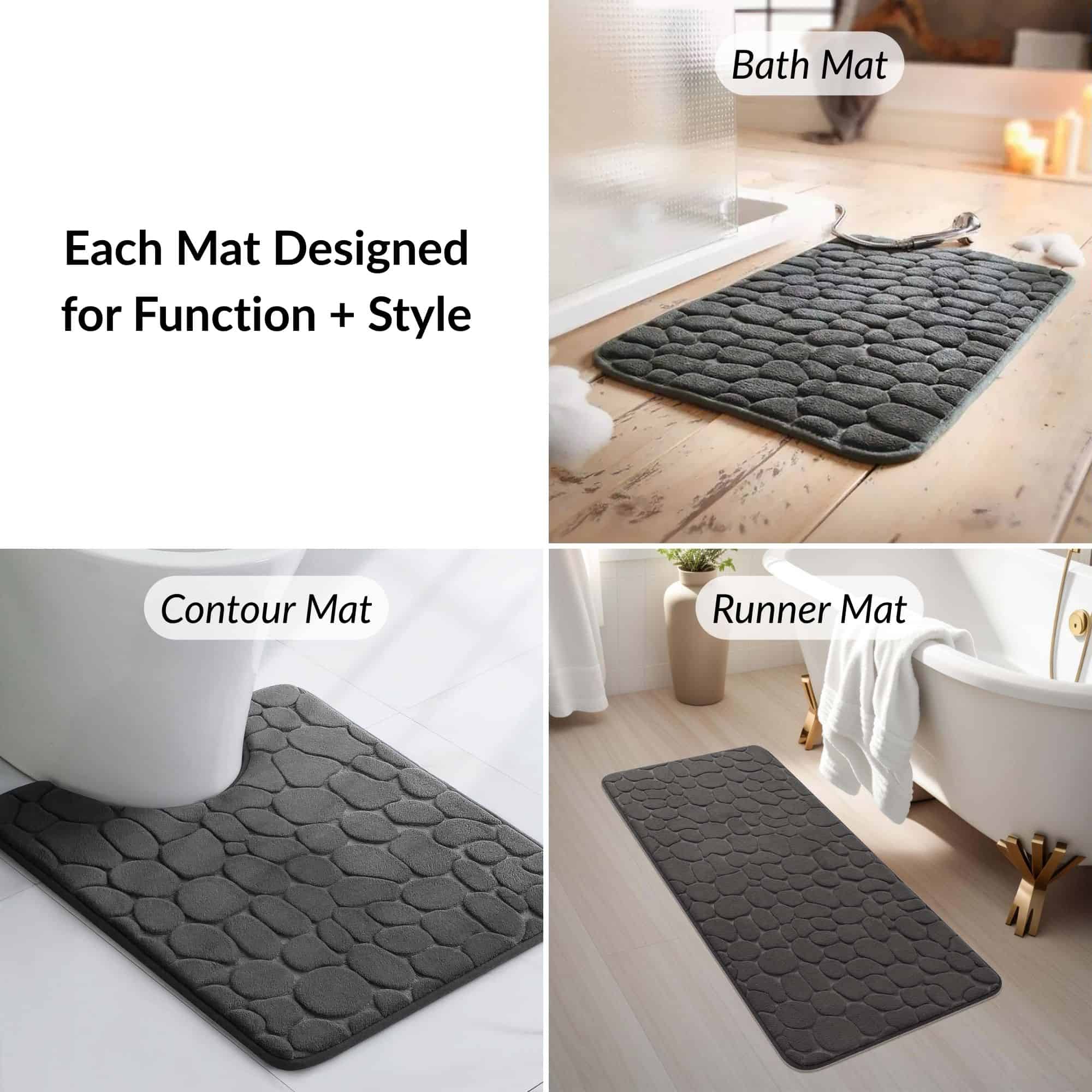 evideco-tapis-salle-de-bain-mousse-gris-fonc-lot-3 image 4