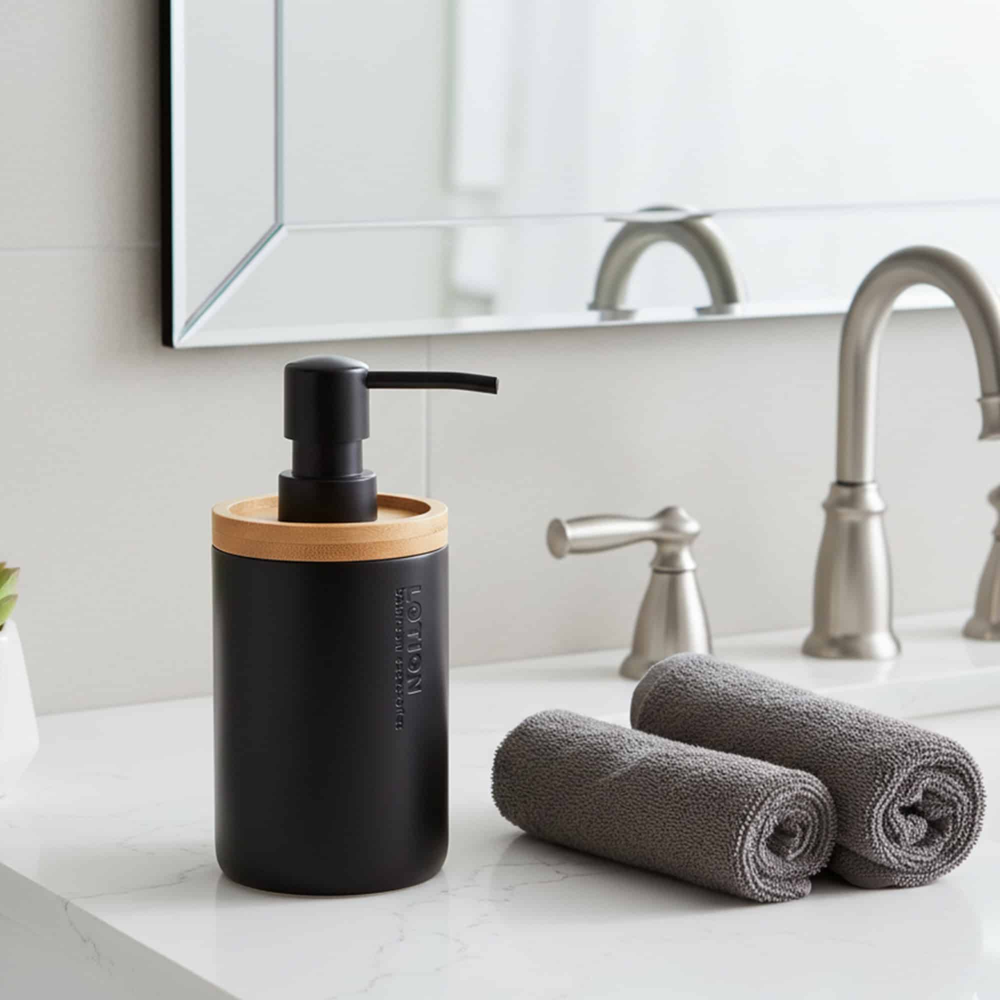 evideco-bathroom-accessories-distributeur-savon-noir-bambou image 1