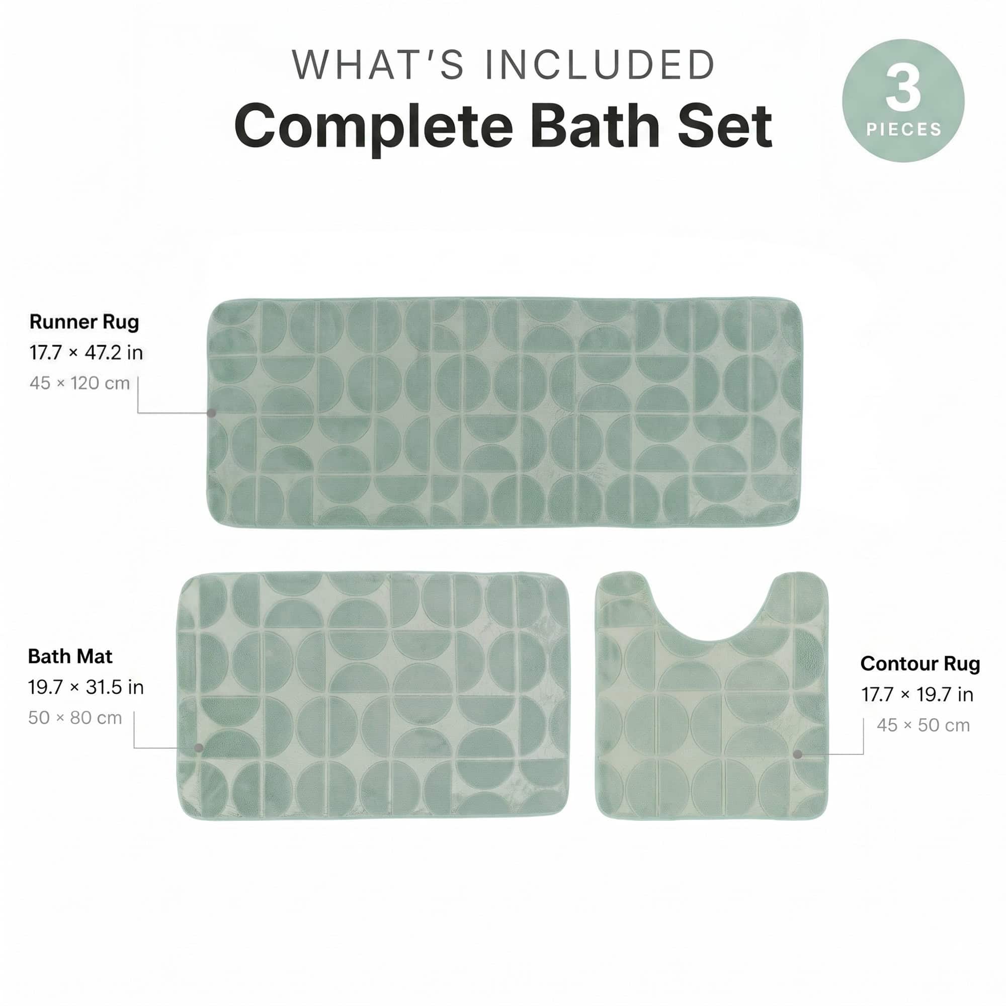 evideco-demi-lune-lot-3-tapis-salle-de-bain-vert-sauge-m-moire image 2