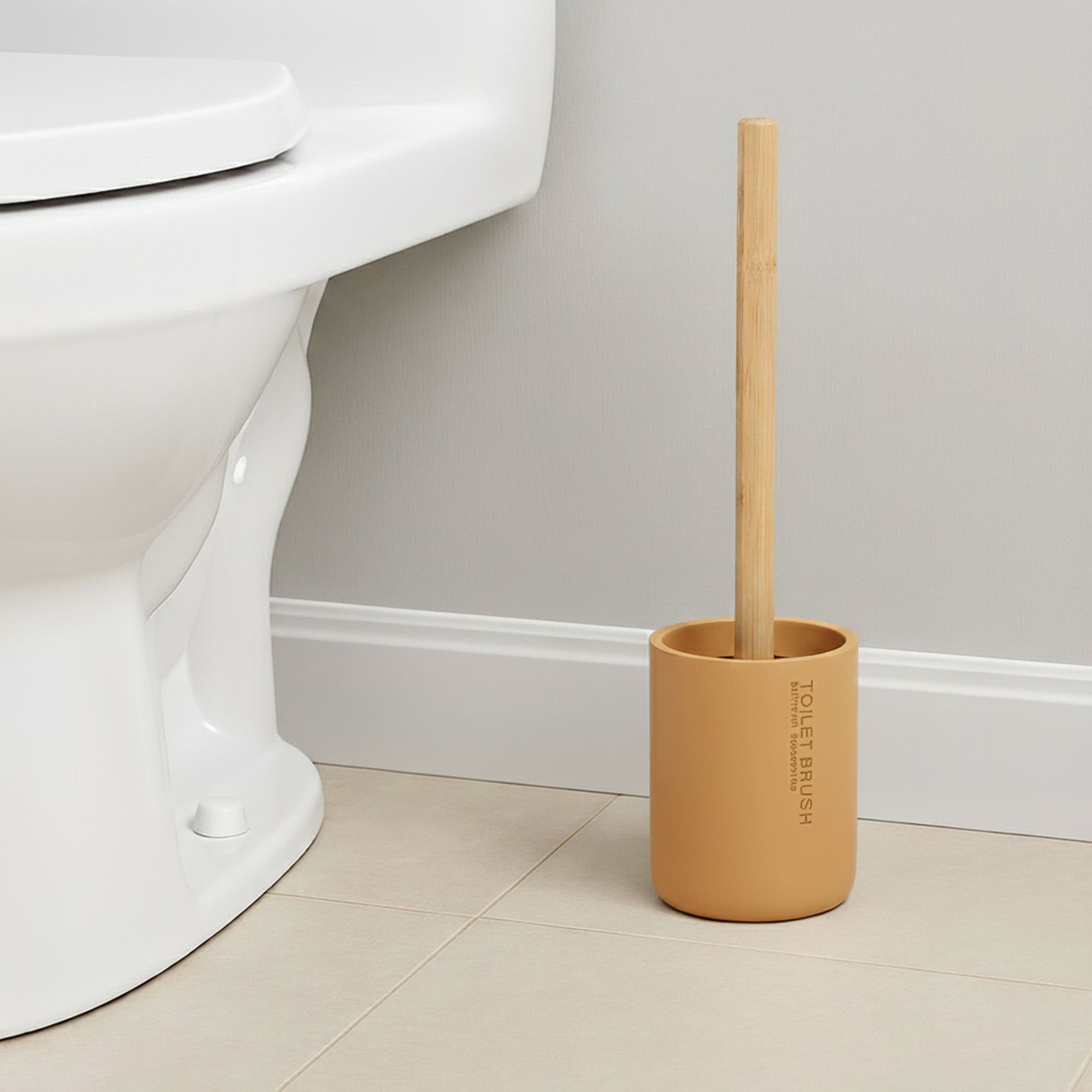 evideco-brosse-wc-jaune-moutarde-bambou-avec-support image 1