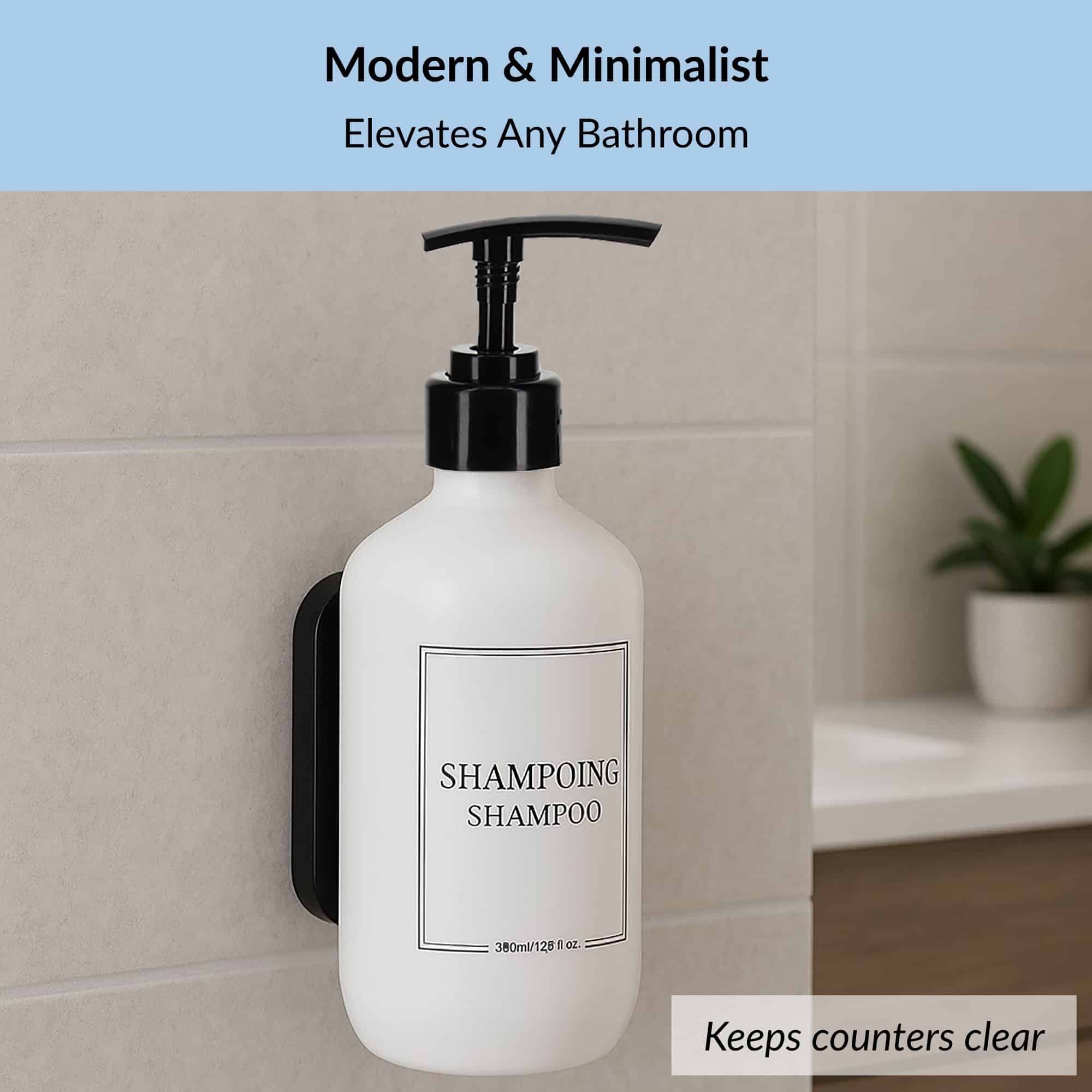 evideco-bathroom-accessories-distributeur-shampoing-mural-380-ml-blanc image 6