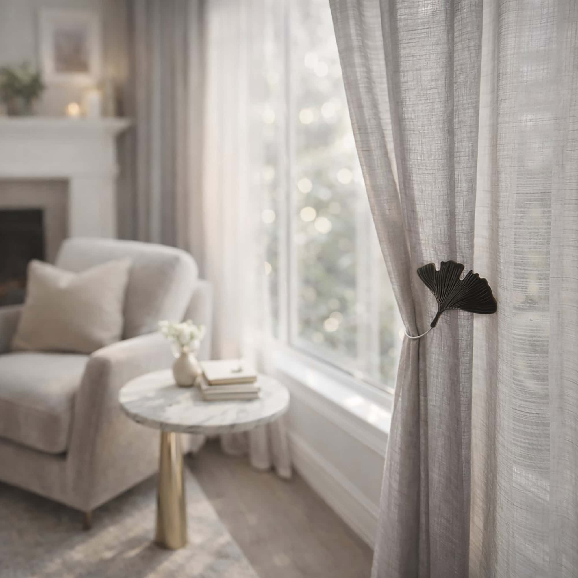 evideco-home-accessories-embrasse-rideau-magn-tique-noire-ginkgo image 5