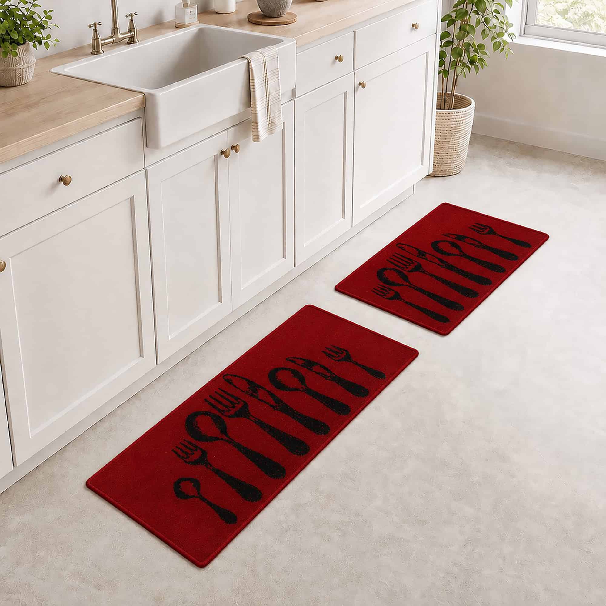 evideco-home-accessories-tapis-cuisine-rouge-couverts-lot-2 image 1
