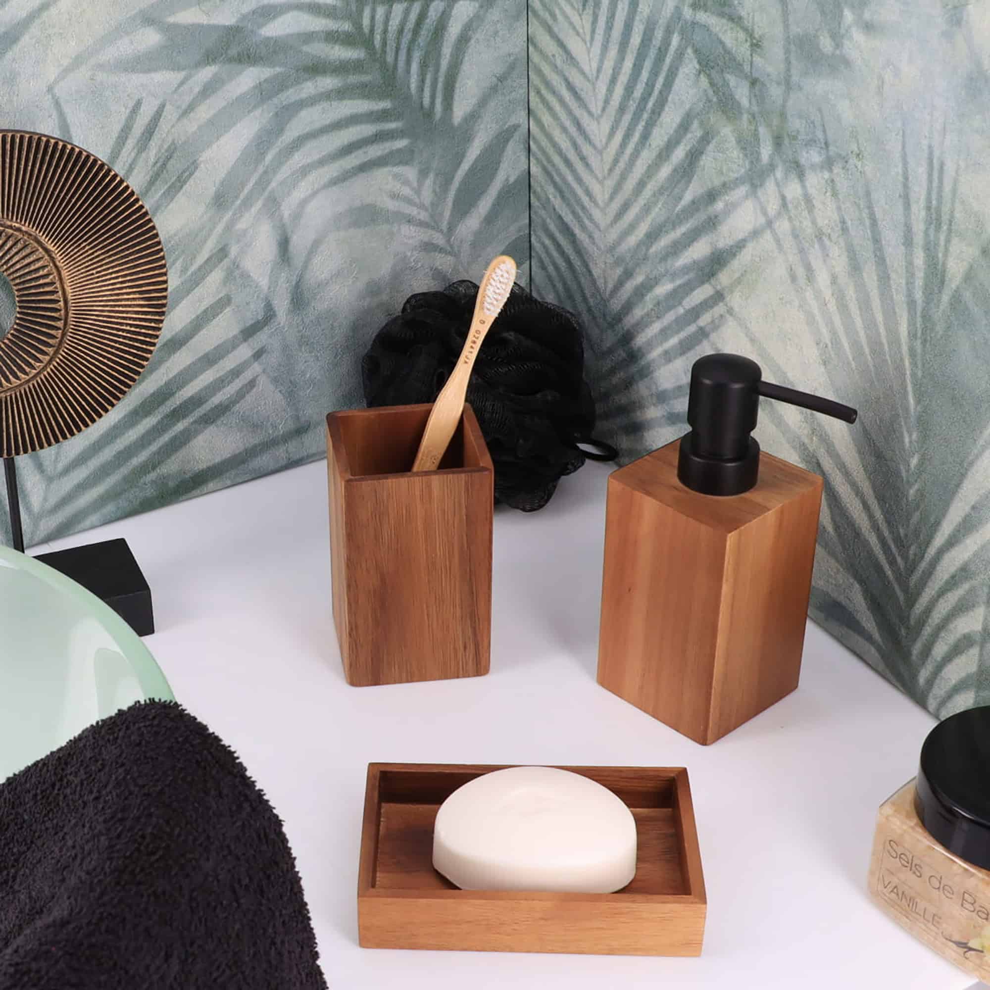 evideco-acacia-porte-savon-bois-plateau-salle-de-bain image 8