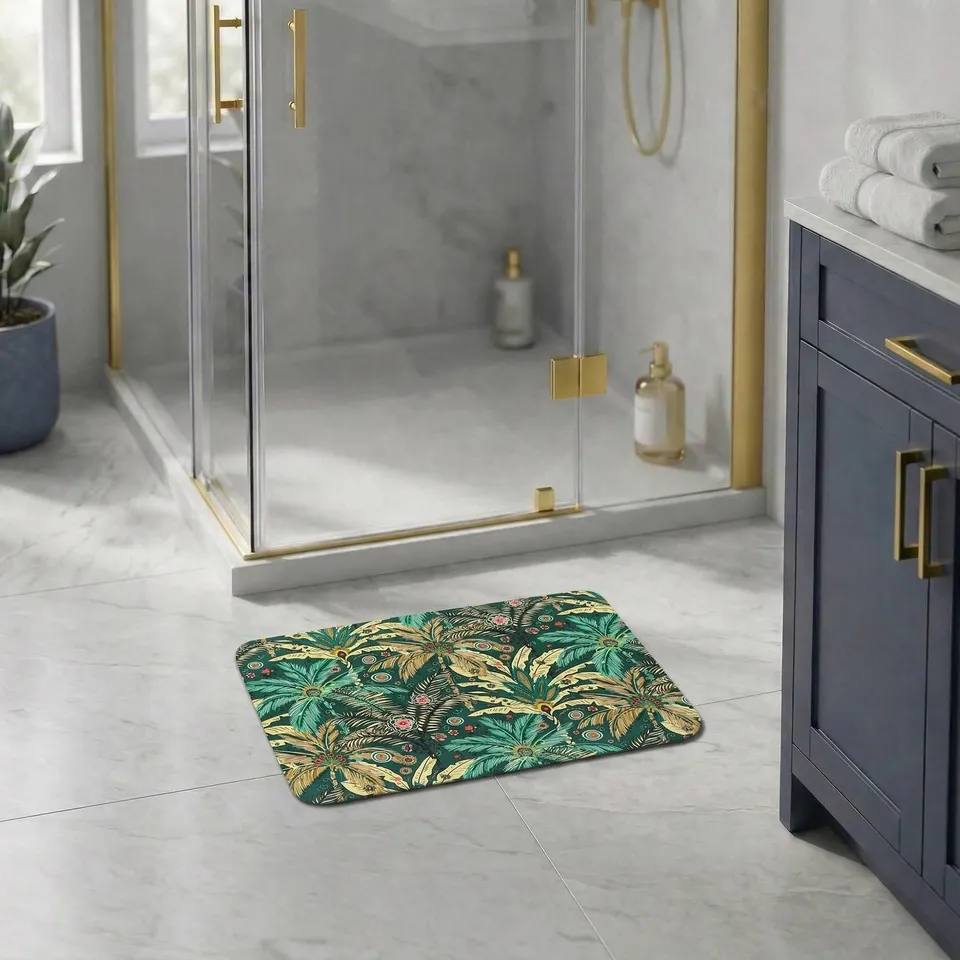 evideco-bathroom-mats-jungle-bloom-tapis-bain-61x46-absorbant image 1