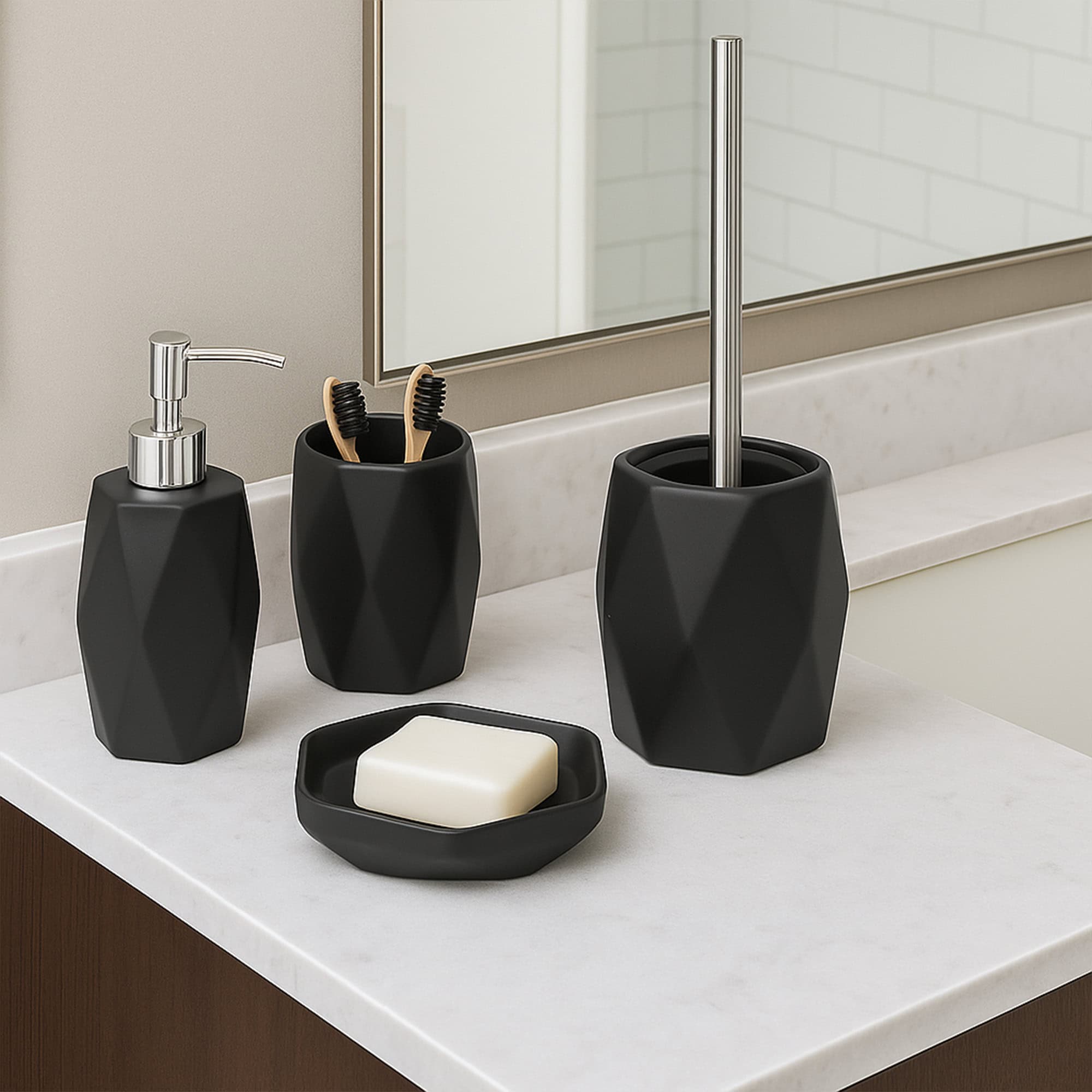 evideco-diamond-brosse-wc-noire-gr-s-avec-support-hexagonal image 4