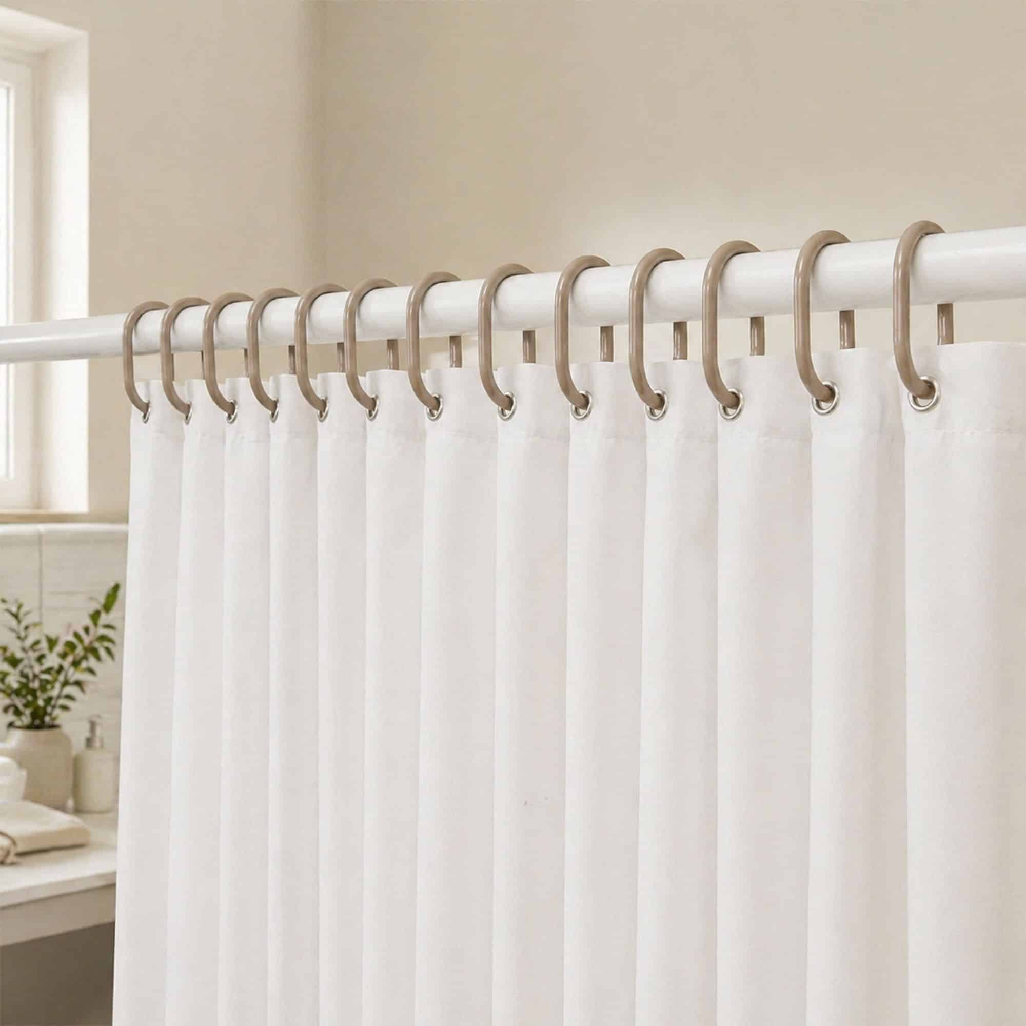 evideco-lot-12-anneaux-rideau-douche-beige-plastique image 2
