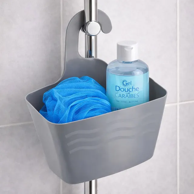 evideco-shower-accessories-panier-douche-suspendu-plastique-gris image 1