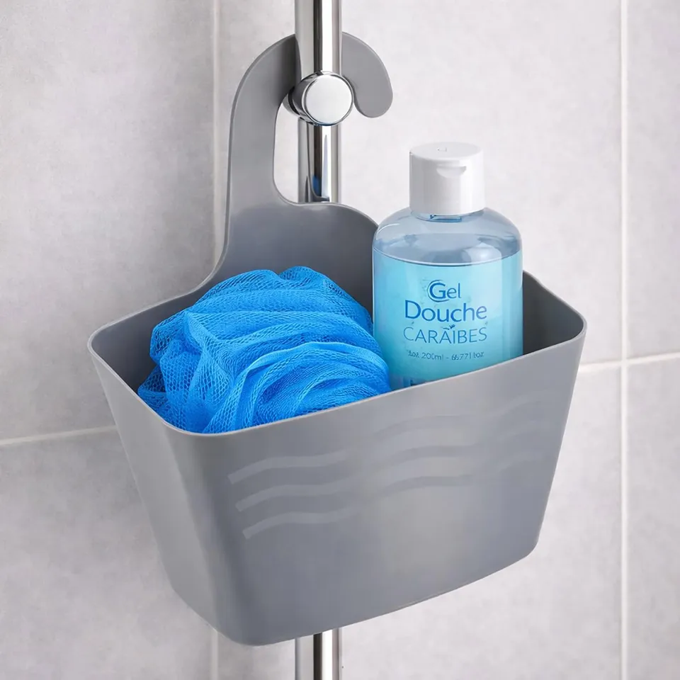 evideco-shower-accessories-panier-douche-suspendu-plastique-gris image 1