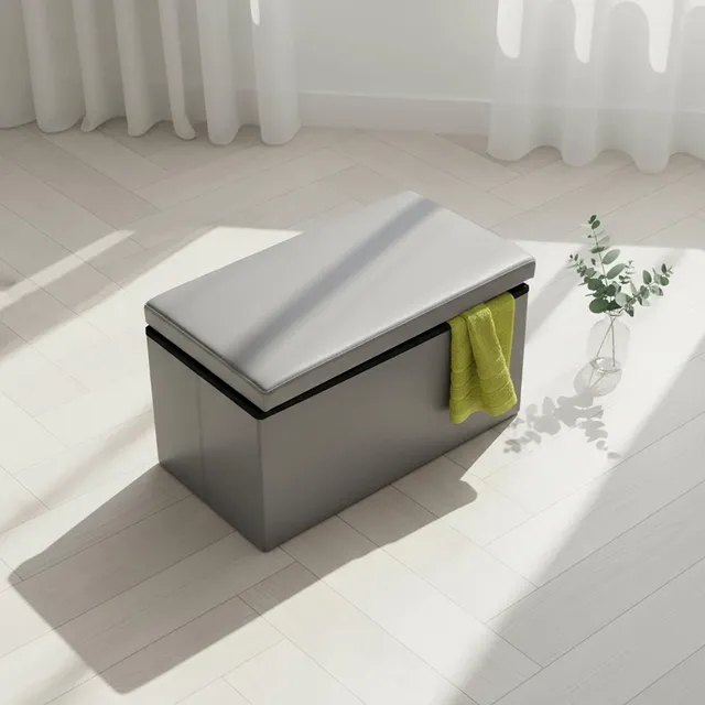 evideco-bathroom-storage-pouf-coffre-pliable-simili-cuir image 1