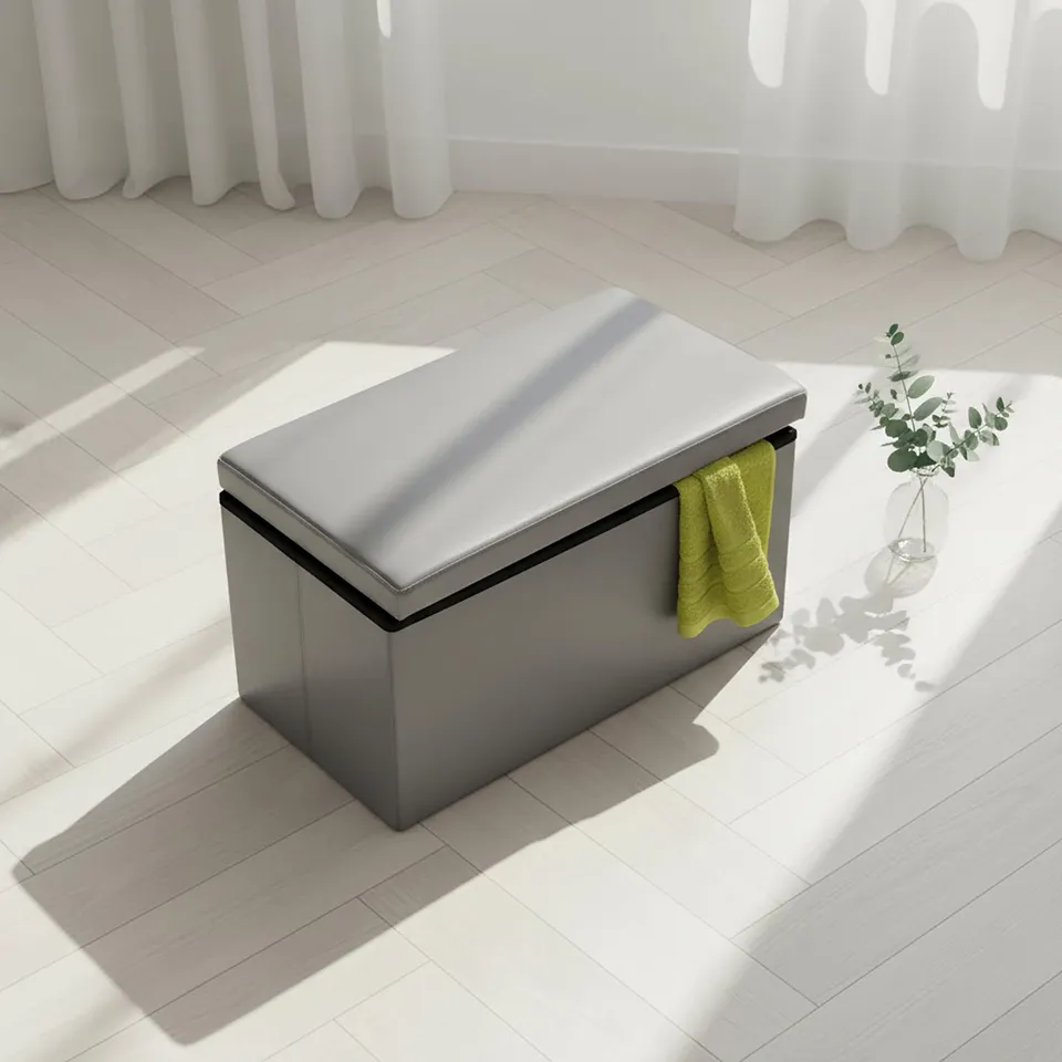 evideco-bathroom-storage-pouf-coffre-pliable-simili-cuir image 1