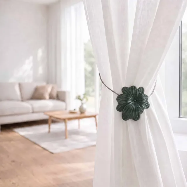evideco-home-accessories-embrasse-rideau-fleur-kaki-r-sine-magn-tique image 1