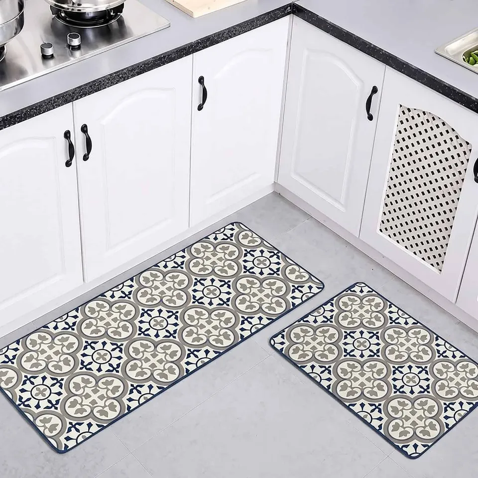 evideco-home-accessories-paco-lot-2-tapis-cuisine-bleu-gris-carreaux image 1