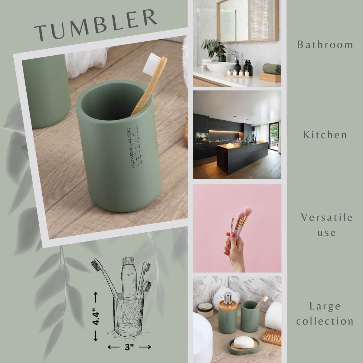 evideco-bathroom-accessories-gobelet-vert-mat-polyresine image 2