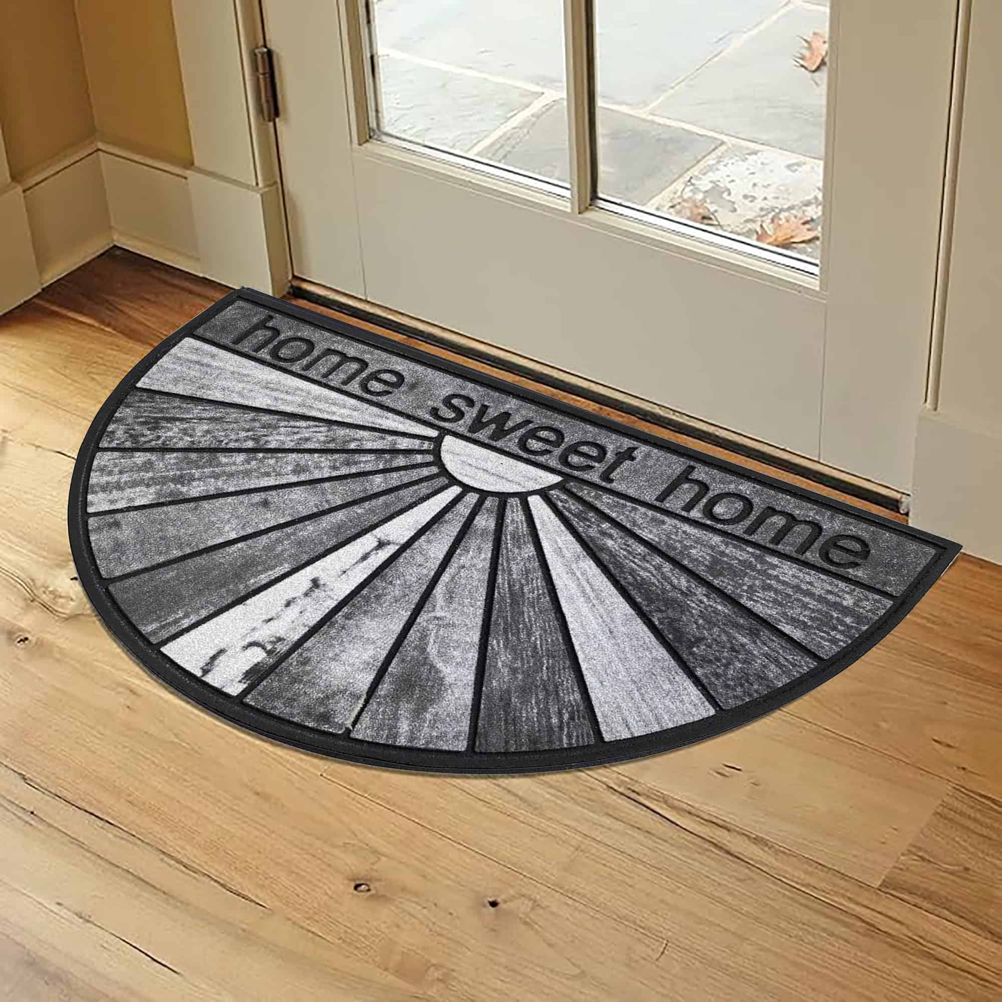 evideco-home-sweet-home-paillasson-demi-lune-gris-caoutchouc-76cm image 1