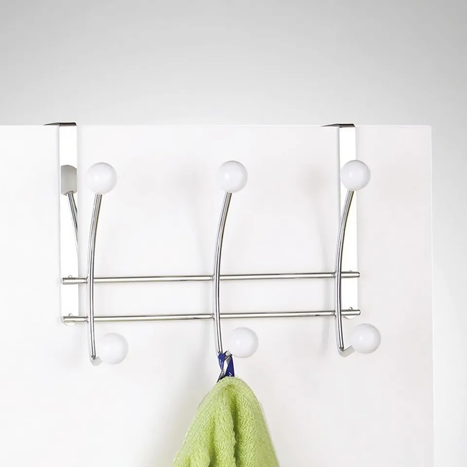 evideco-pat-re-dessus-de-porte-chrome-6-crochets-blancs image 1