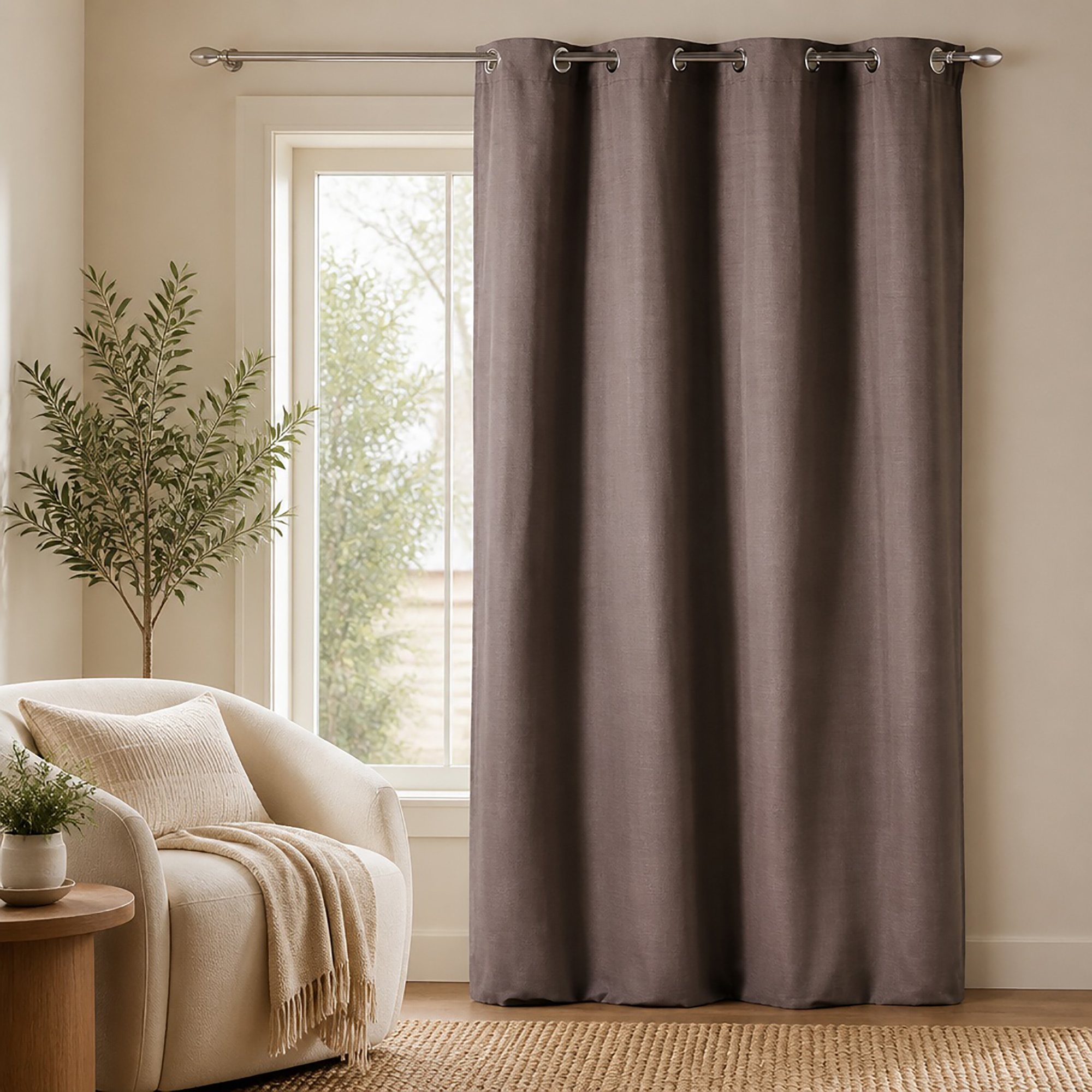 evideco-rideau-coton-marron-mocha-140x241-illets-filtrant image 8