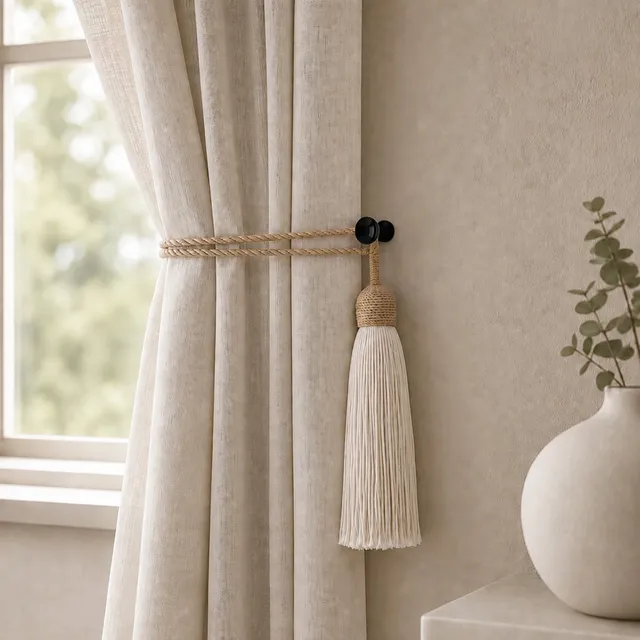evideco-home-accessories-embrasse-rideau-noir-brillant-lot-de-2-adh-sif image 1