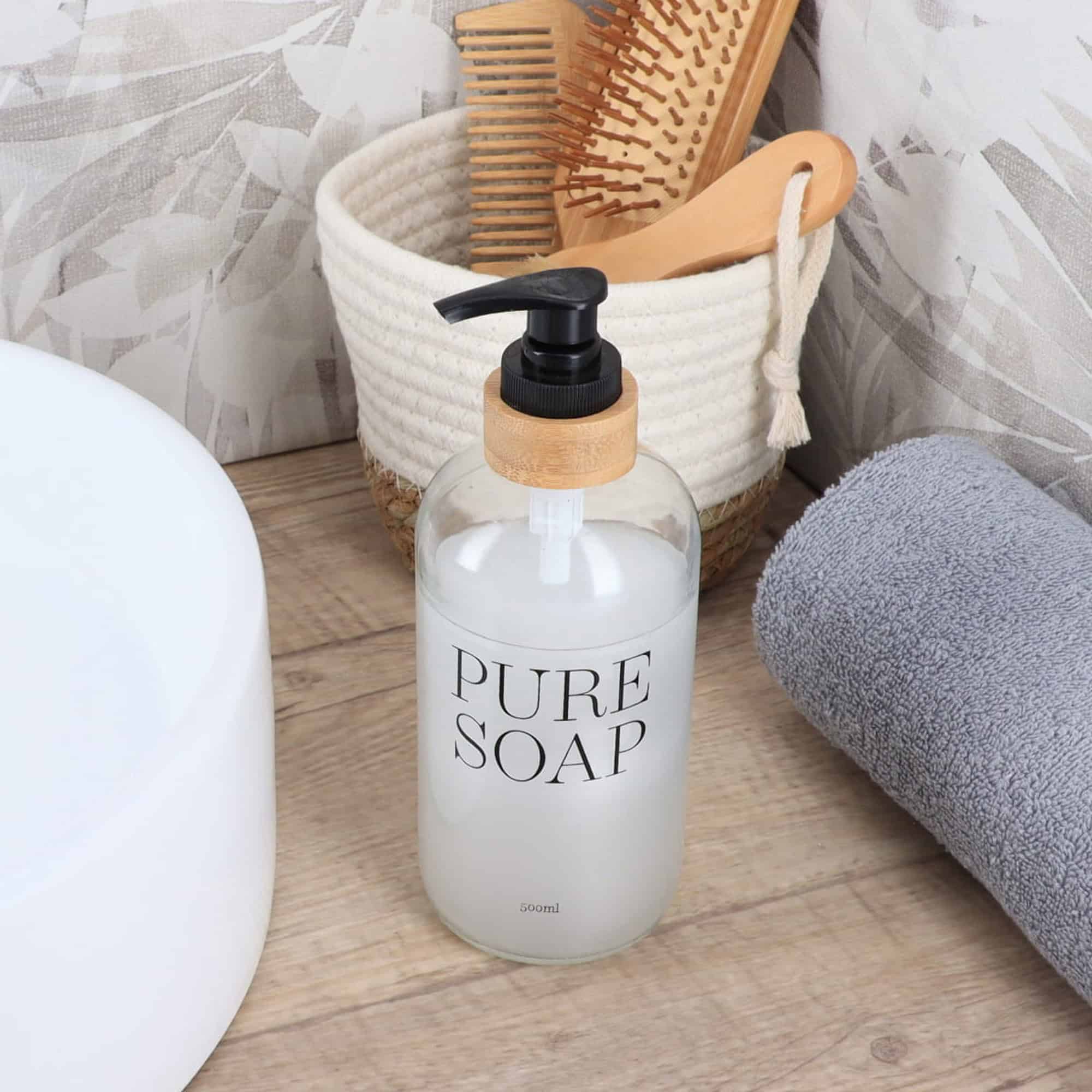evideco-pure-soap-distributeur-savon-verre-bambou-500-ml image 3