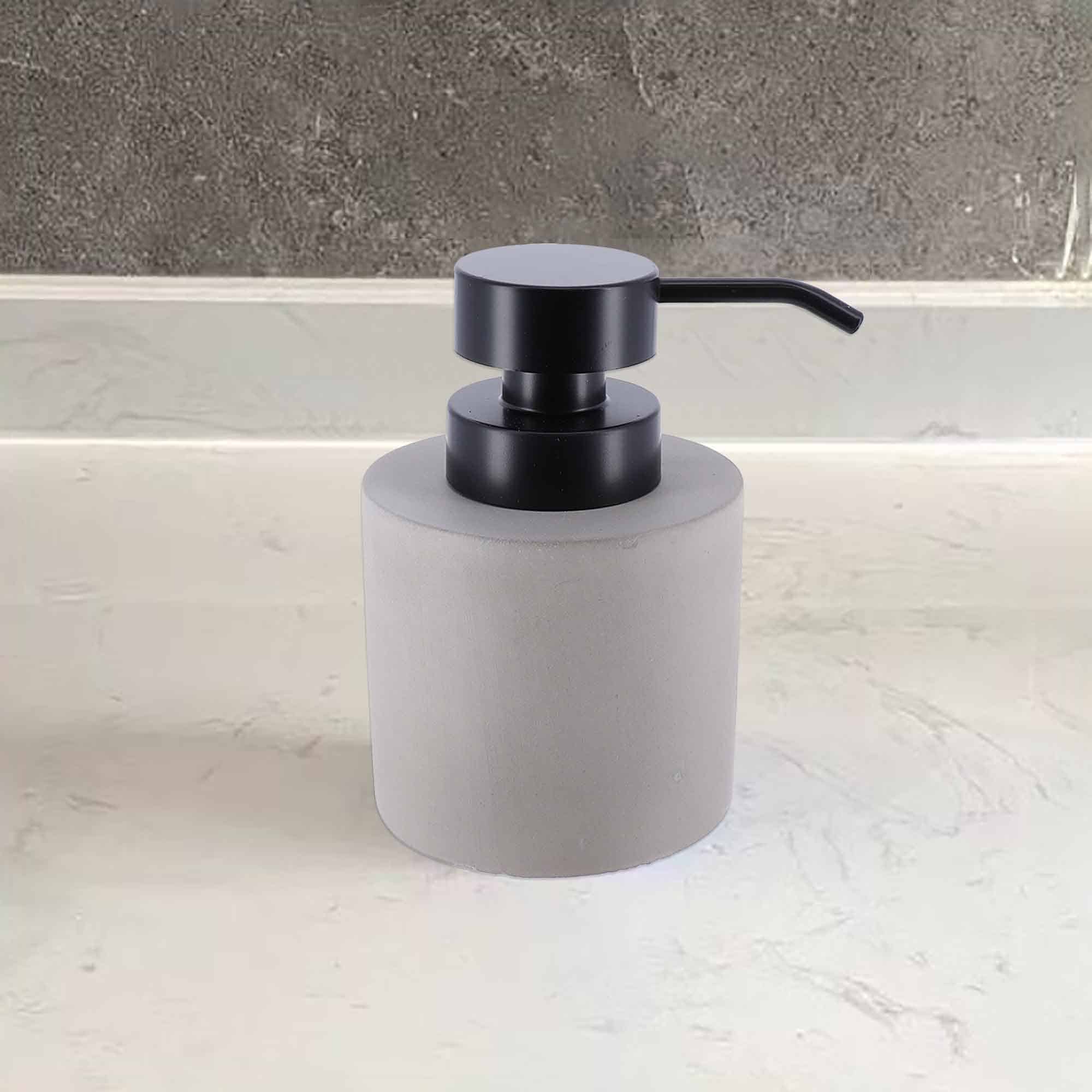 evideco-distributeur-savon-b-ton-gris-pompe-noire-300ml-rechargeable image 6