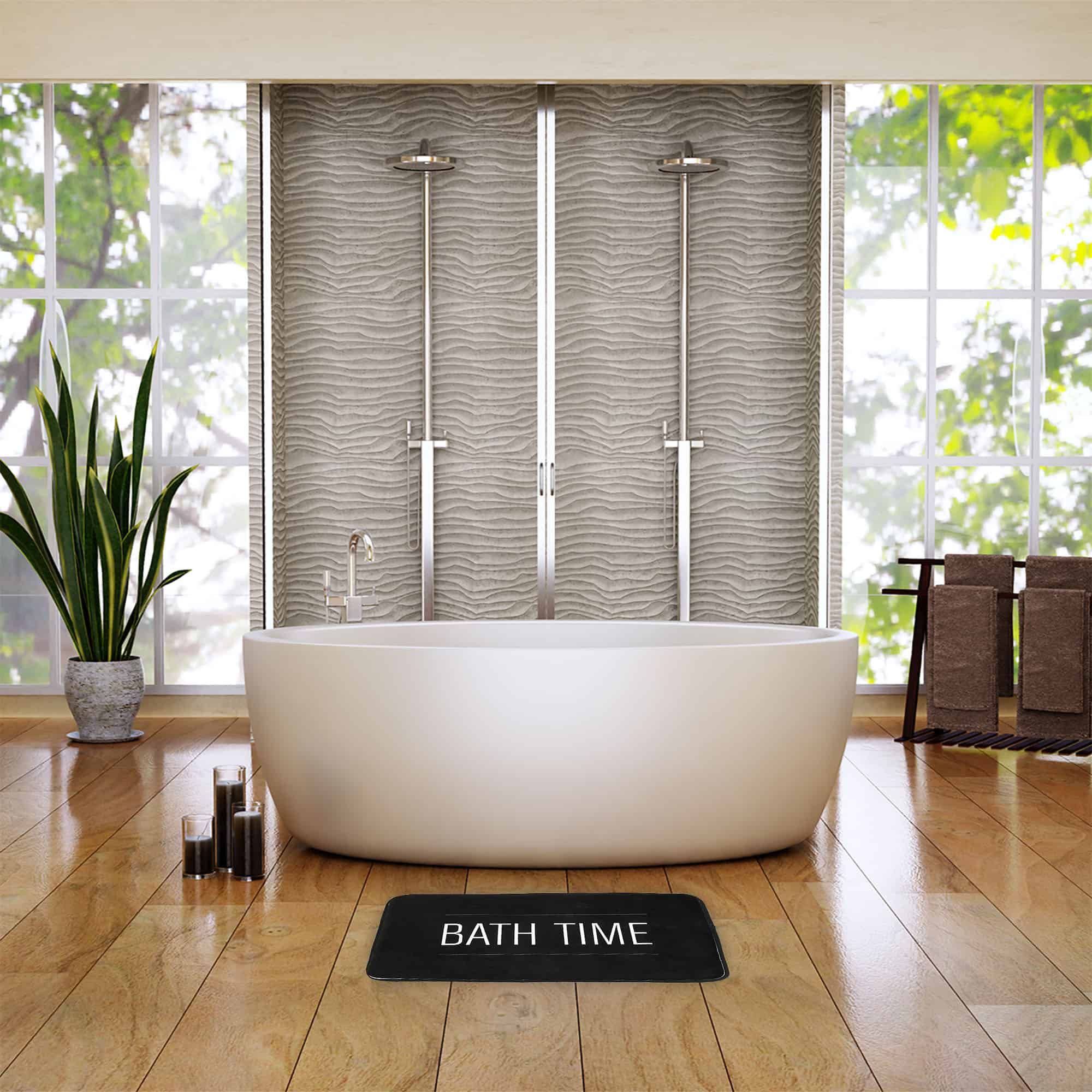 evideco-tapis-de-bain-microfibre-noir-bath-time-76x46-cm image 4