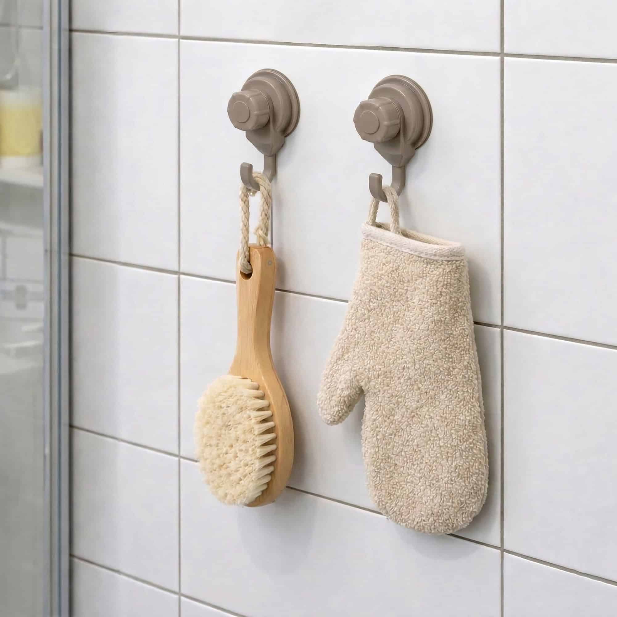evideco-crochets-ventouse-beige-lot-de-2-sans-per-age-douche image 1