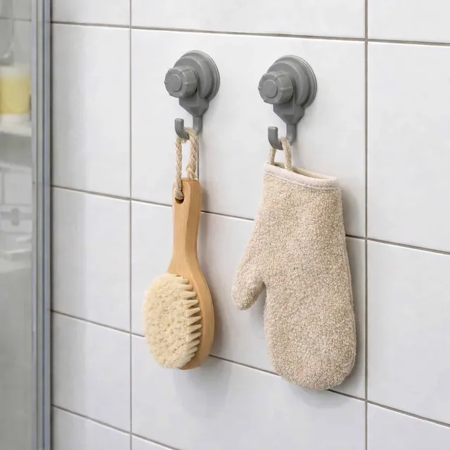 evideco-bathroom-storage-crochets-ventouse-gris-lot-de-2-fixation-forte image 1