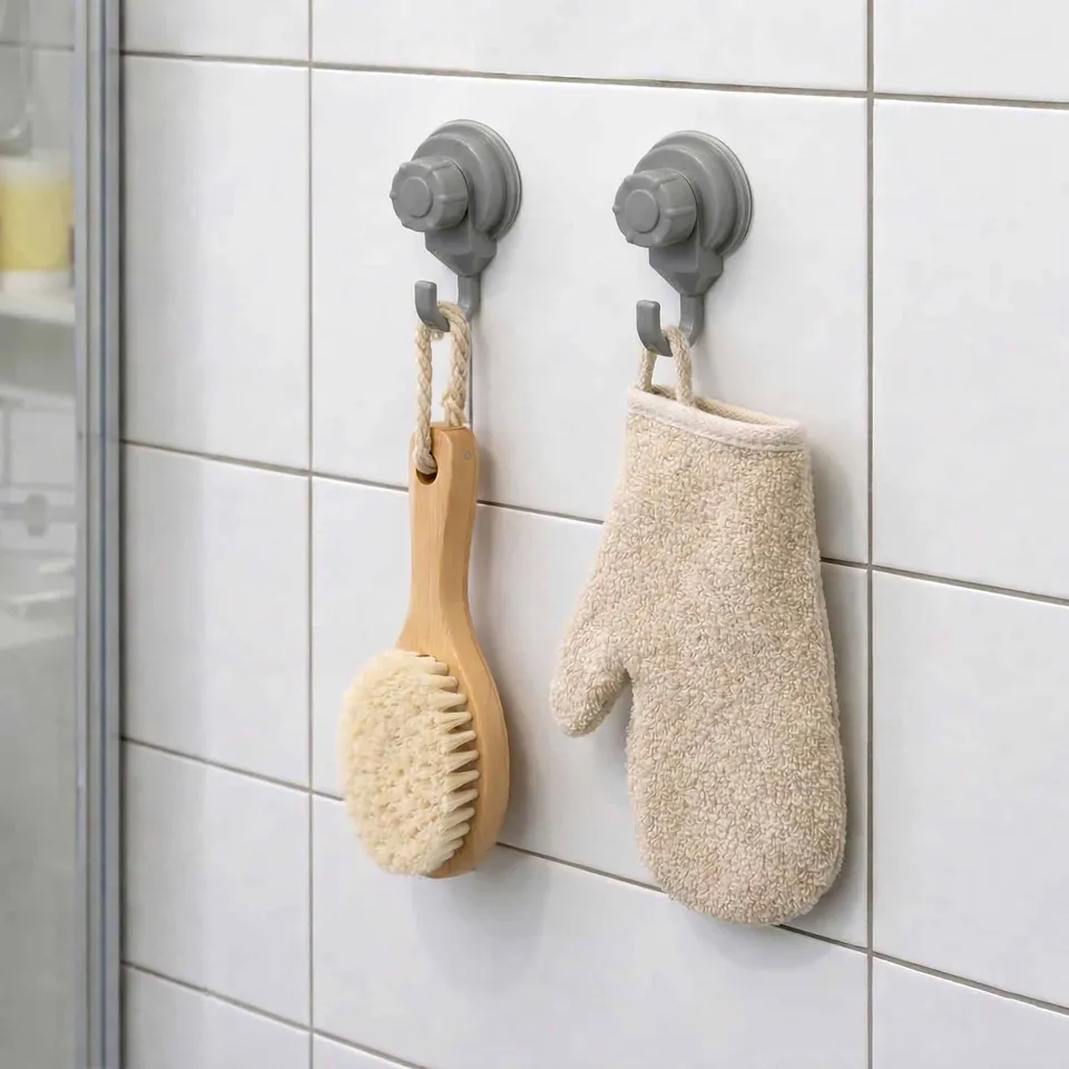evideco-bathroom-storage-crochets-ventouse-gris-lot-de-2-fixation-forte image 1