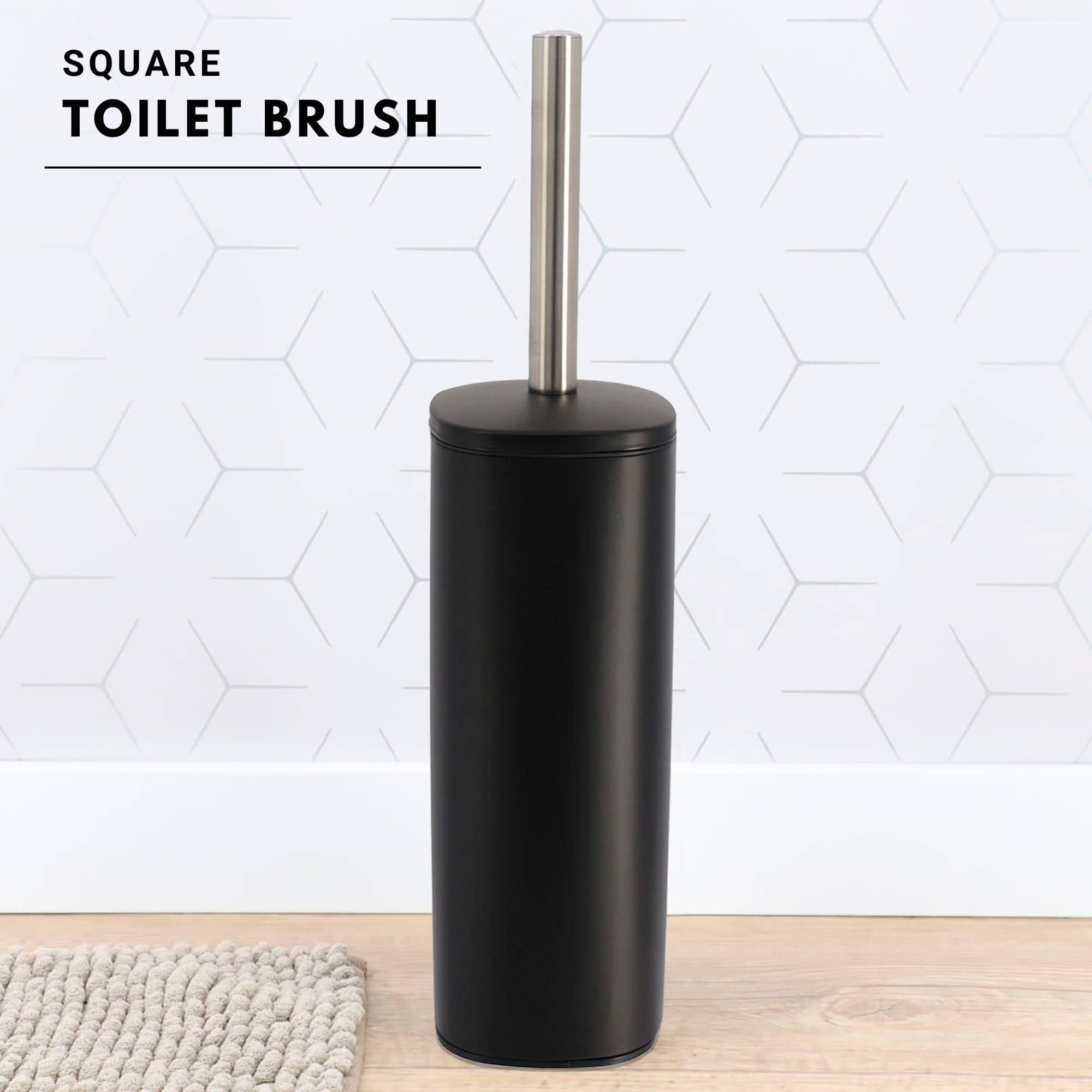 evideco-brosse-wc-noire-m-tal-carr-e-avec-support image 2