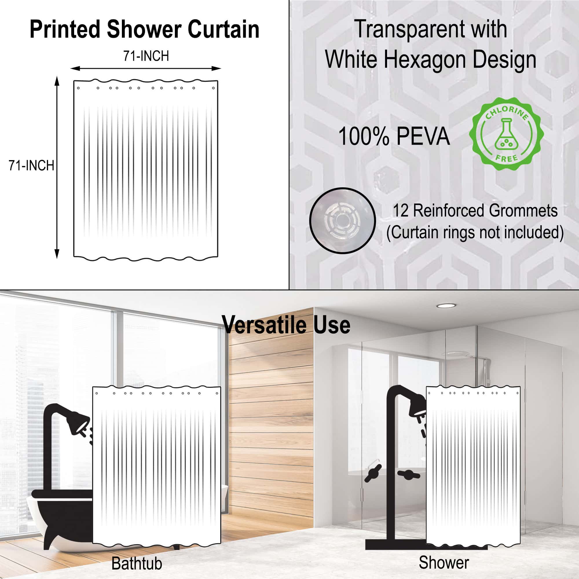 evideco-shower-accessories-rideau-de-douche-peva-hexagone-blanc-180x180 image 5