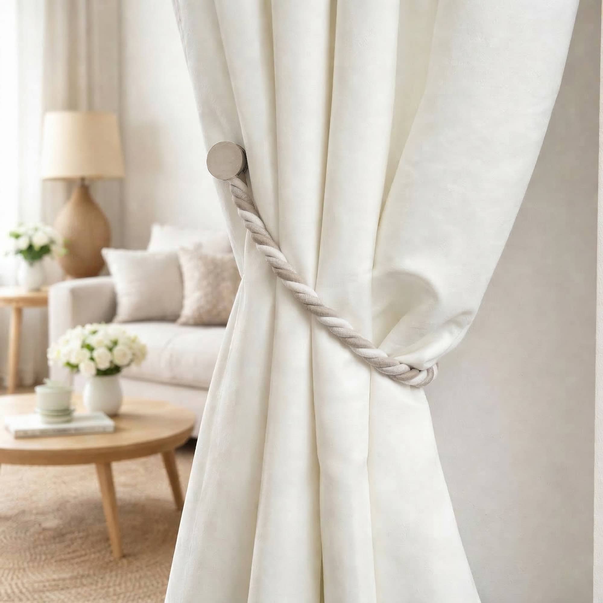 evideco-home-embrasses-rideaux-magn-tiques-beige-lot-2-tress image 2