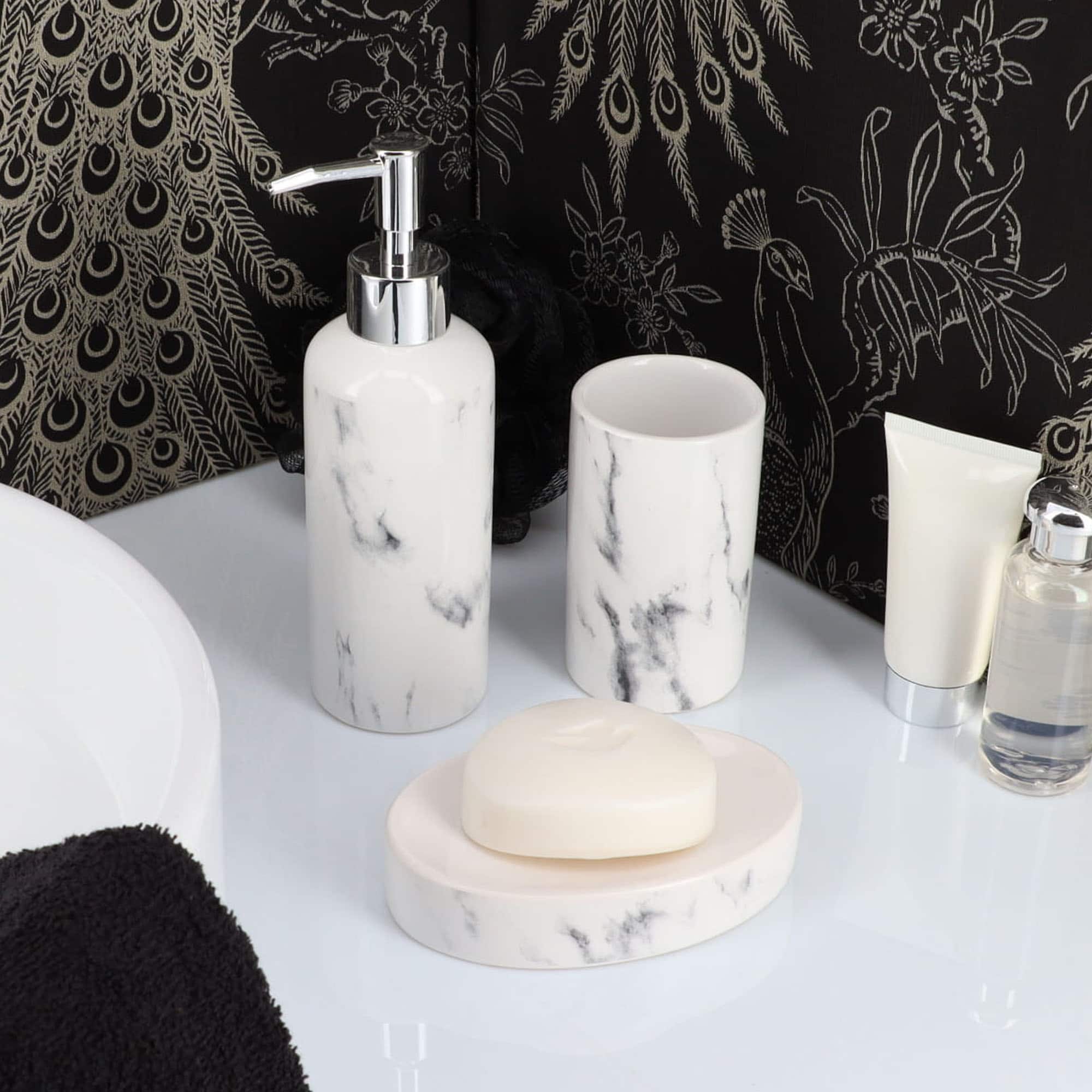 evideco-gobelet-salle-de-bain-effet-marbre-blanc-dolomite image 5