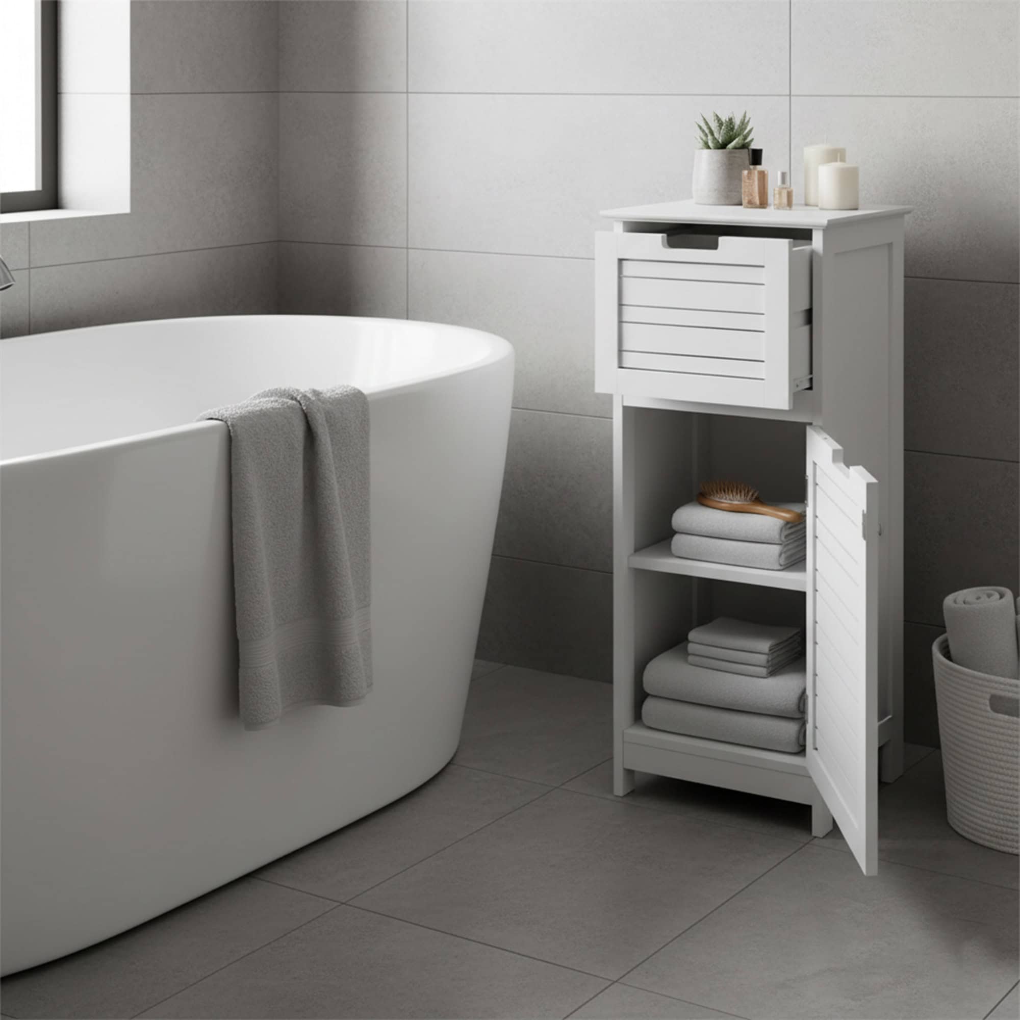 evideco-miami-meuble-salle-de-bain-blanc-compact-tiroir image 2