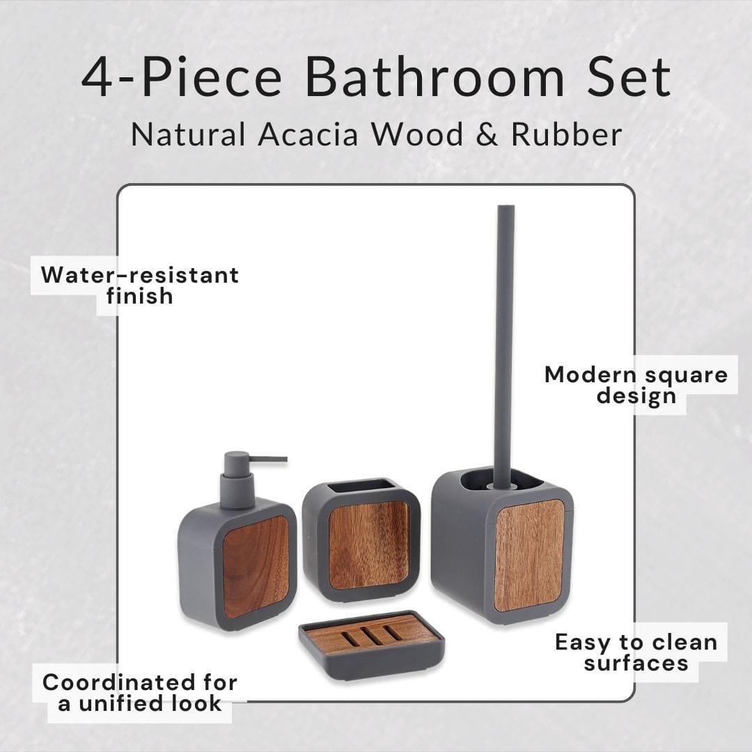 evideco-set-4-accessoires-salle-de-bain-gris-acacia image 4