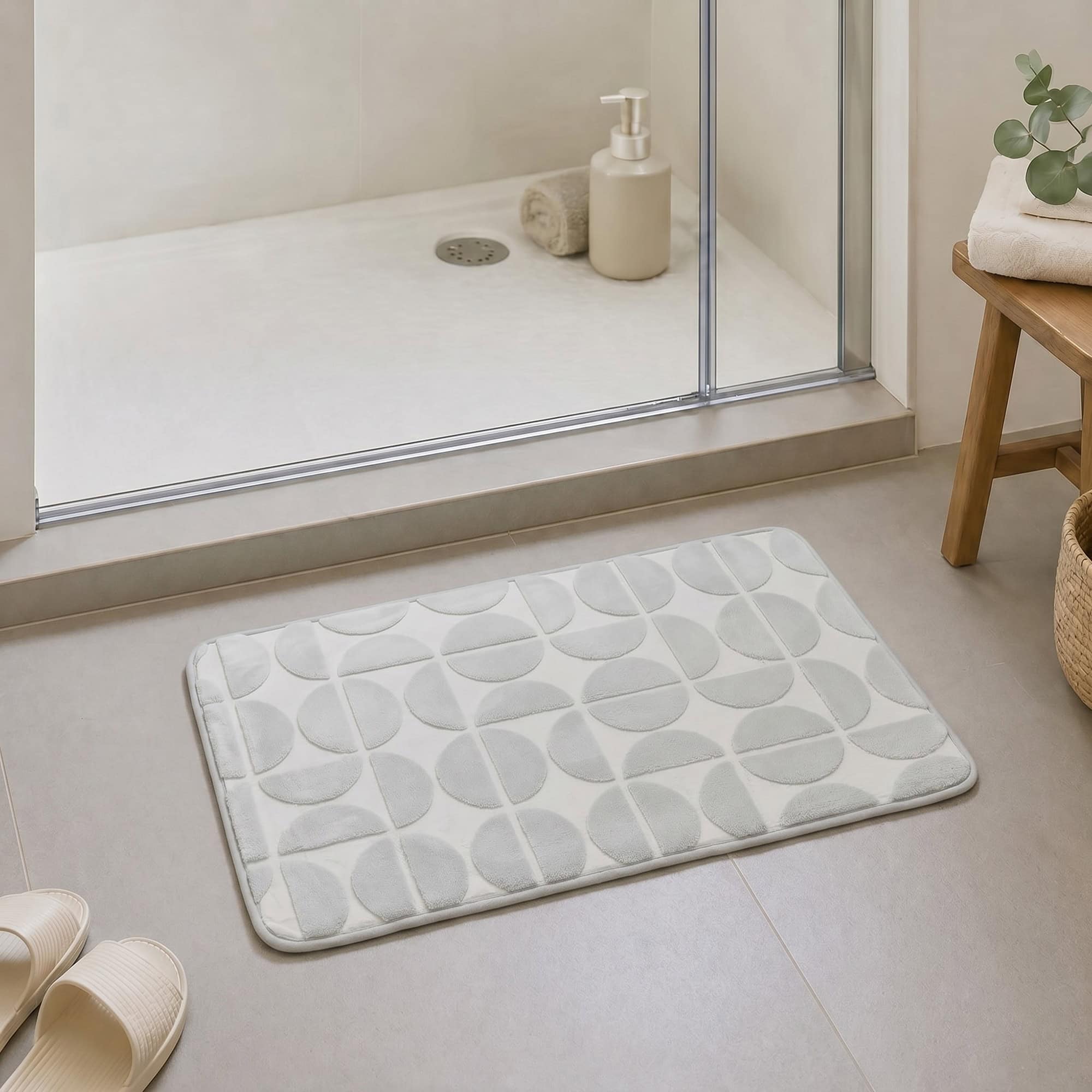 evideco-tapis-bain-gris-clair-m-moire-50x80-cm image 3