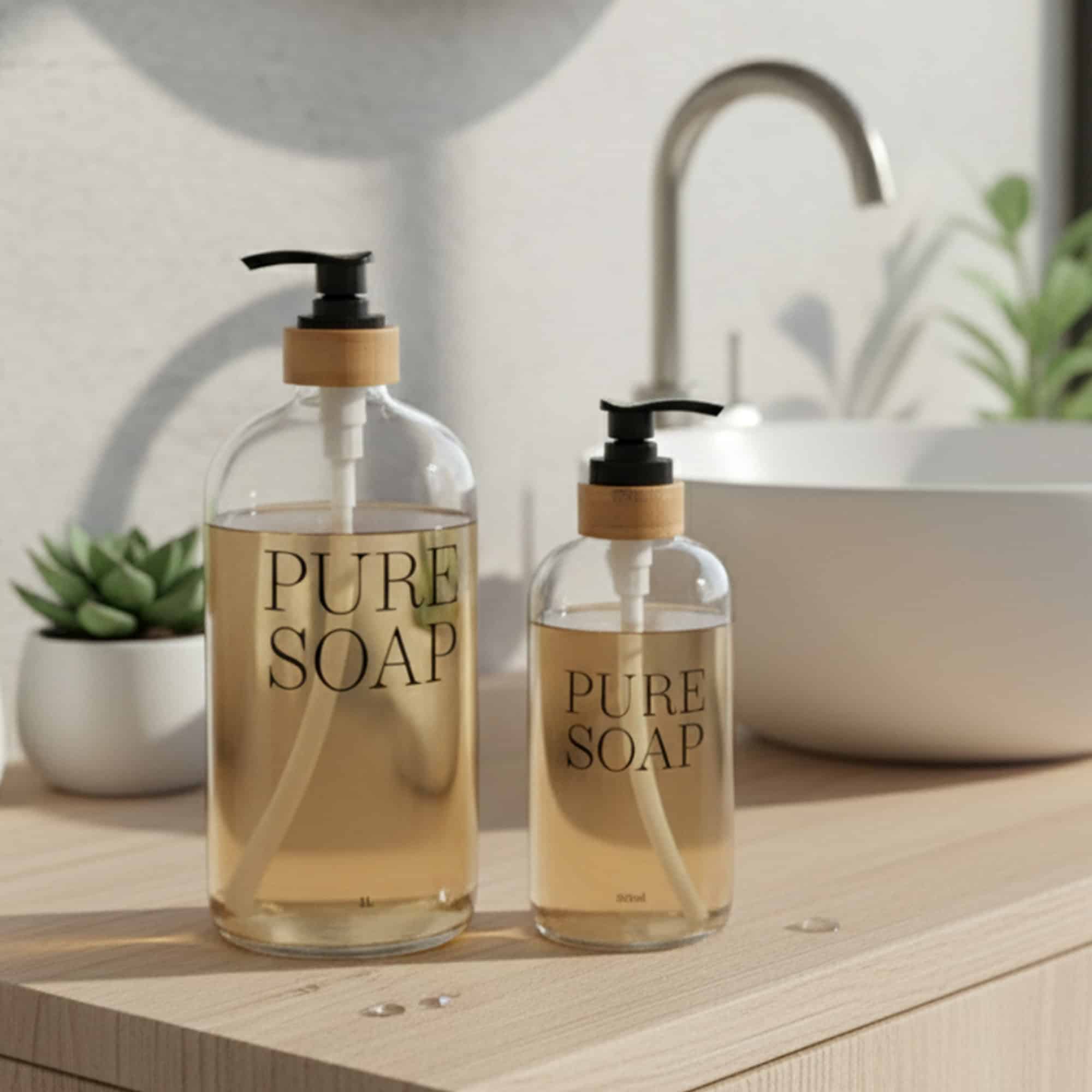 evideco-pure-soap-distributeur-savon-verre-bambou-500-ml image 6