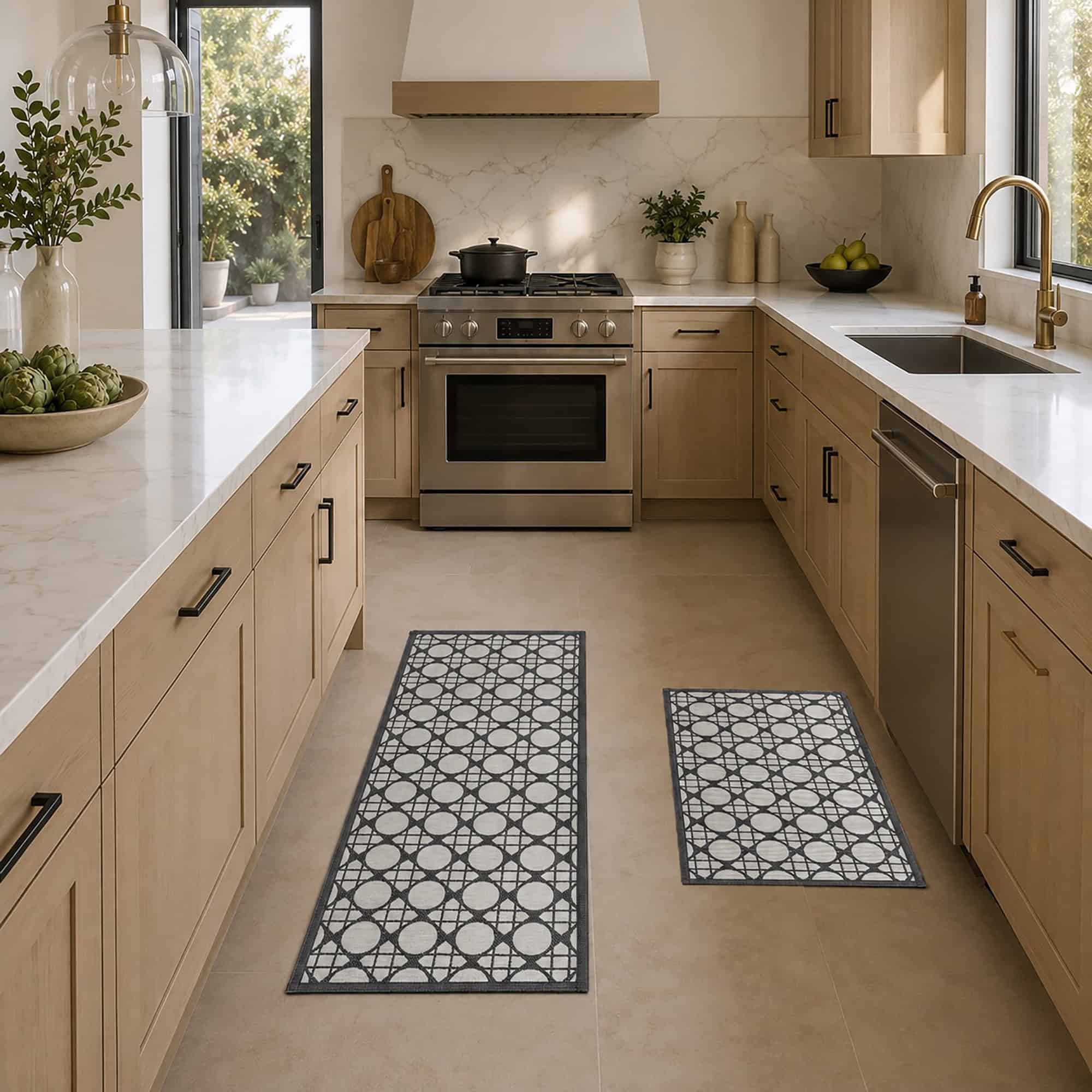 evideco-circles-gray-tapis-cuisine-20x32-20x48-gris image 1